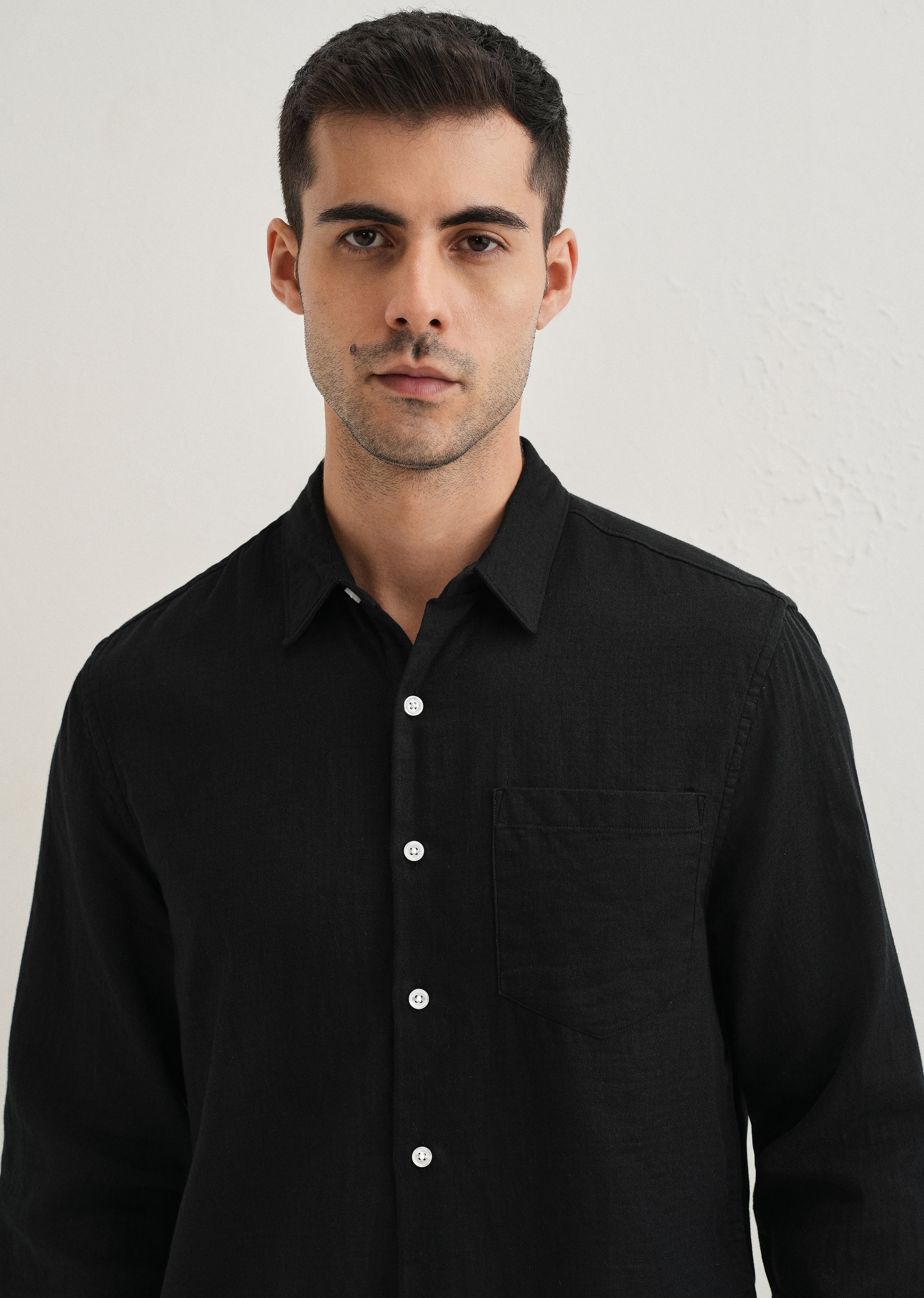 Black Double Cloth Cotton Shirt - Image 6