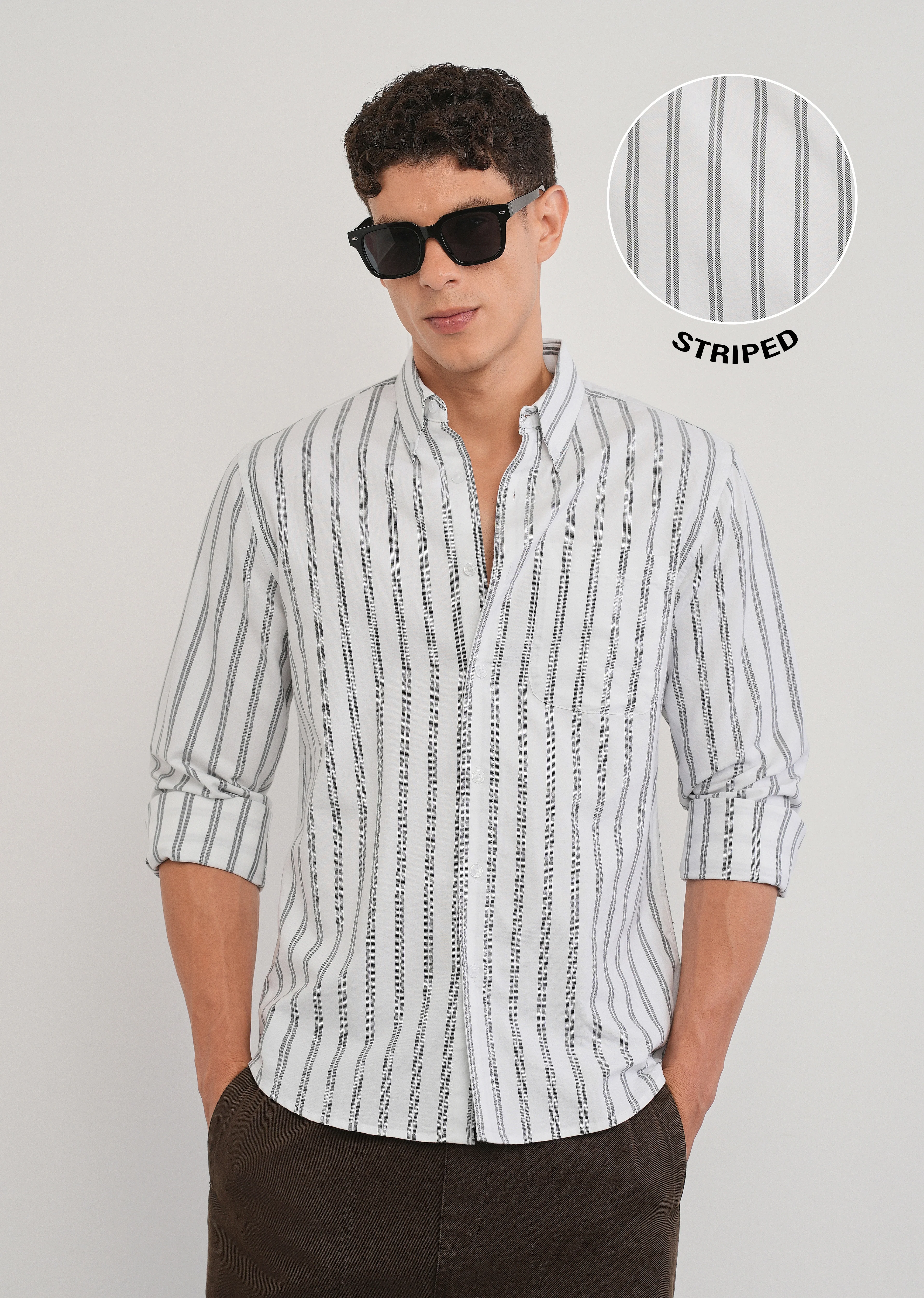 Black Double Stripe Cotton Shirt - Image 7