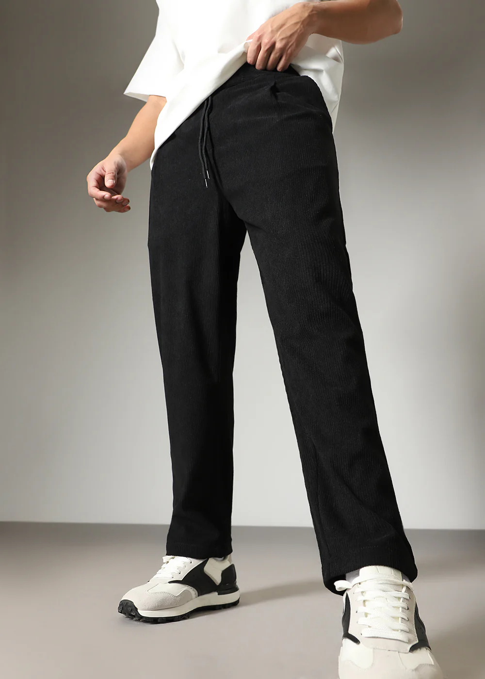 Black Drawstring Corduroy Pant - Image 6