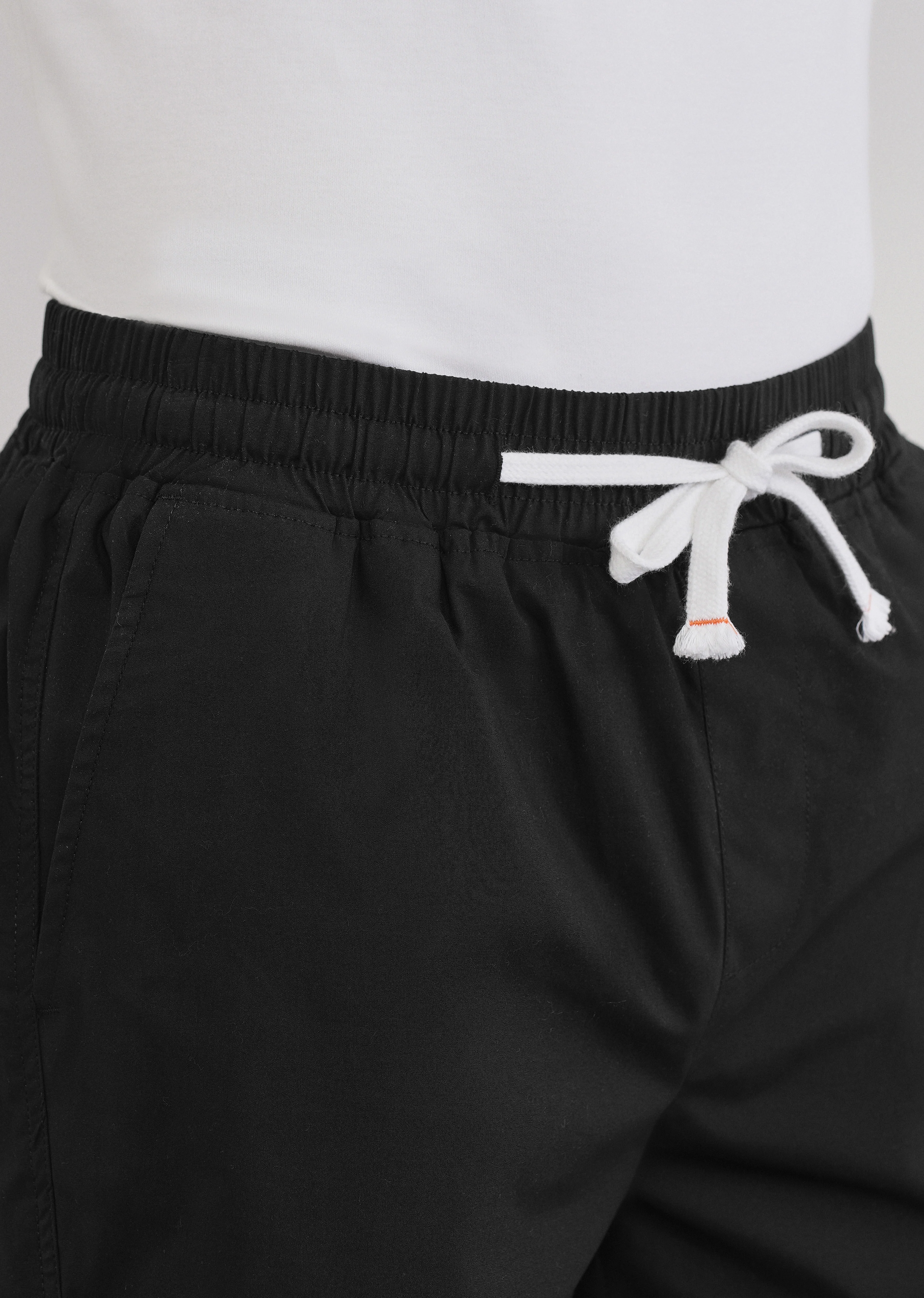 Black Drawstring Cotton Shorts - Image 5