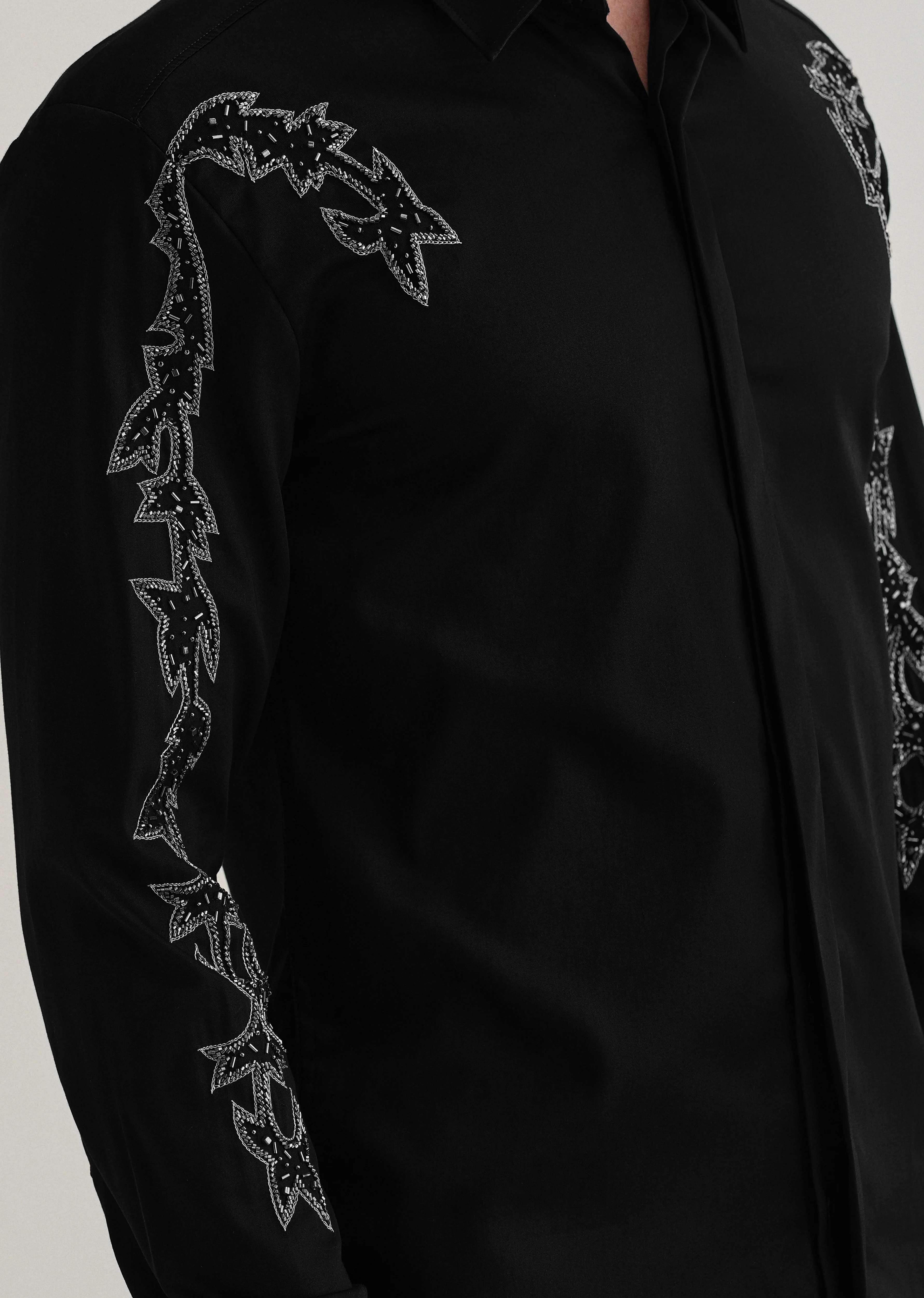 Black Embellished Designer Shirt - Image 2