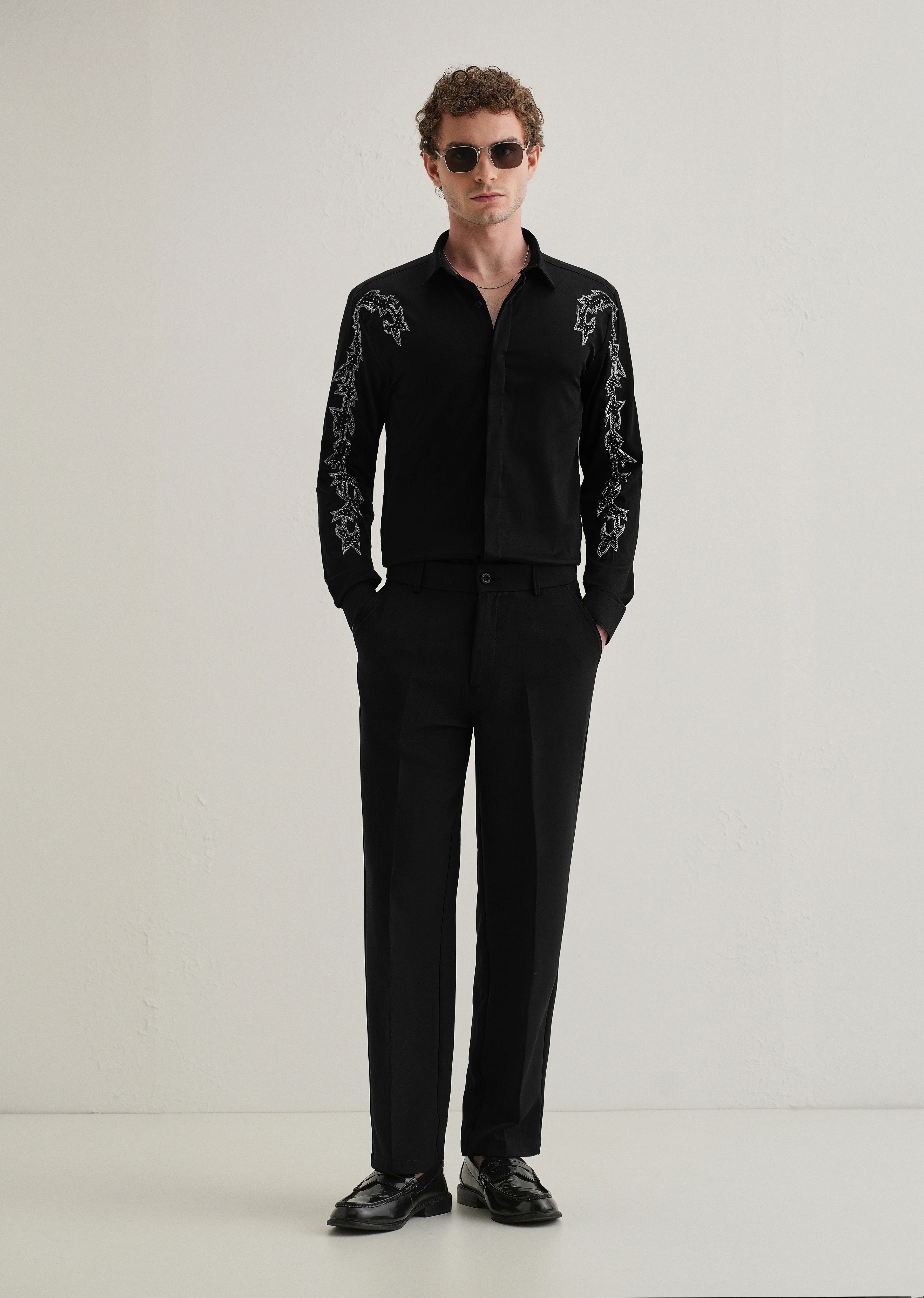 Black Embellished Designer Shirt - Image 6