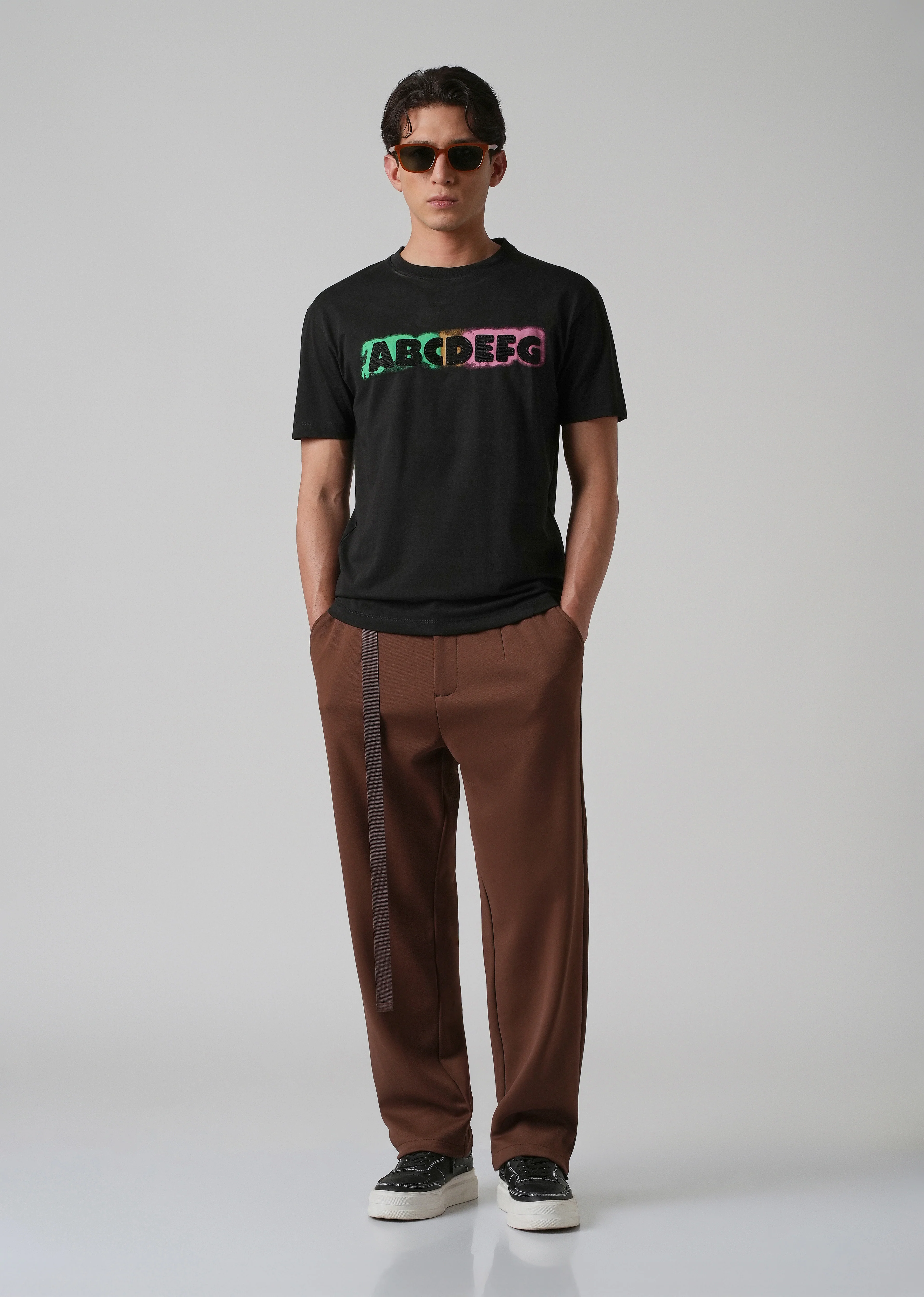 Black Embossed Printed Slim Fit T-shirt - Image 6
