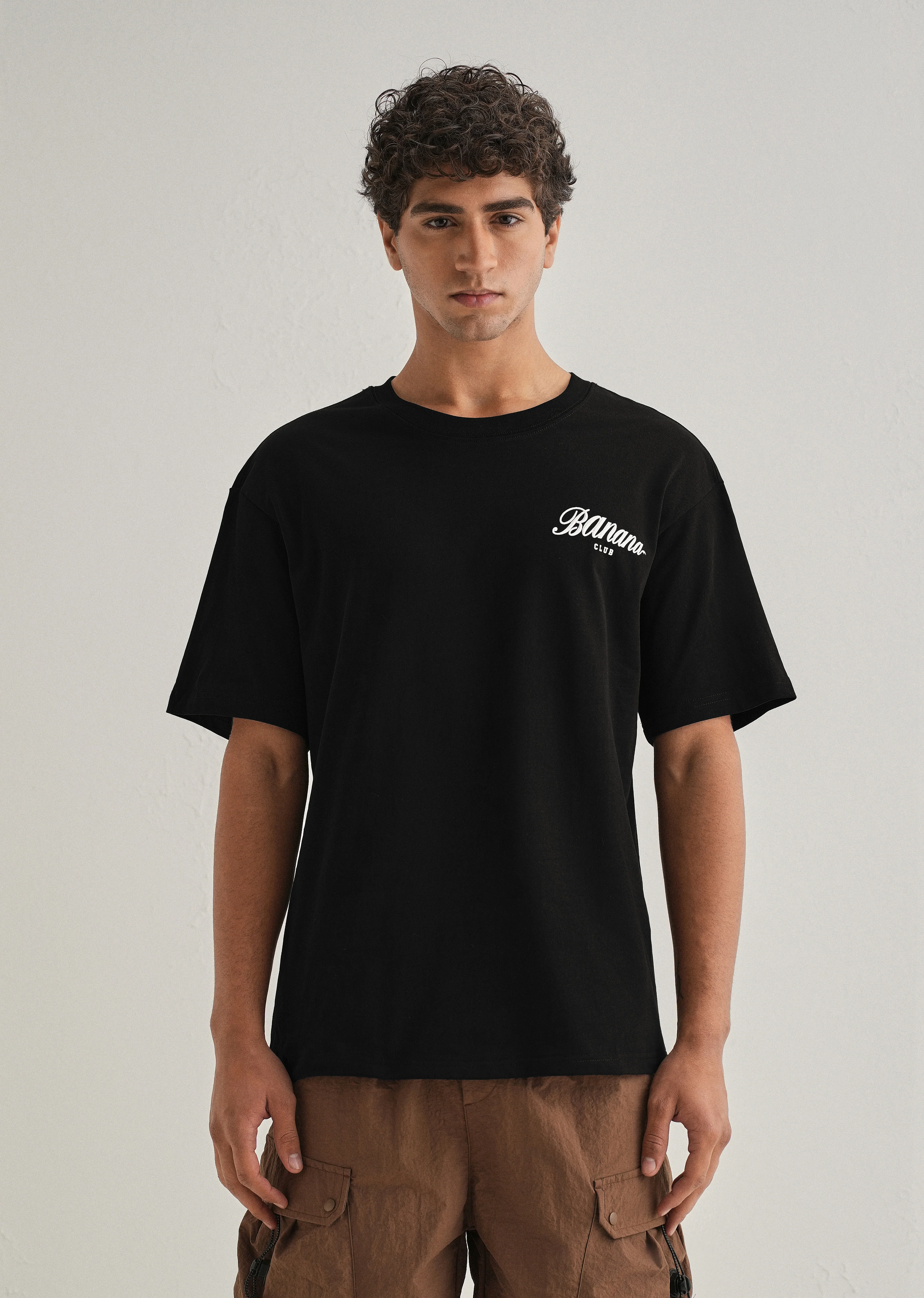 Black Embossed Printed Oversized T-shirt - Image 4