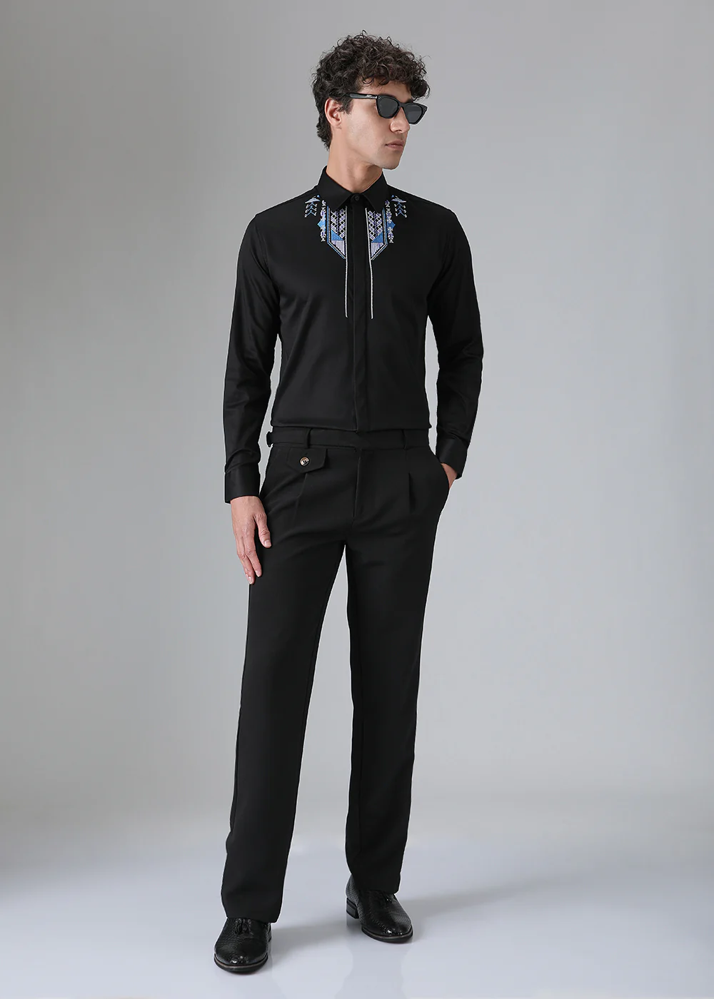 Black Ethnic Embroidery Designer Shirt - Image 6
