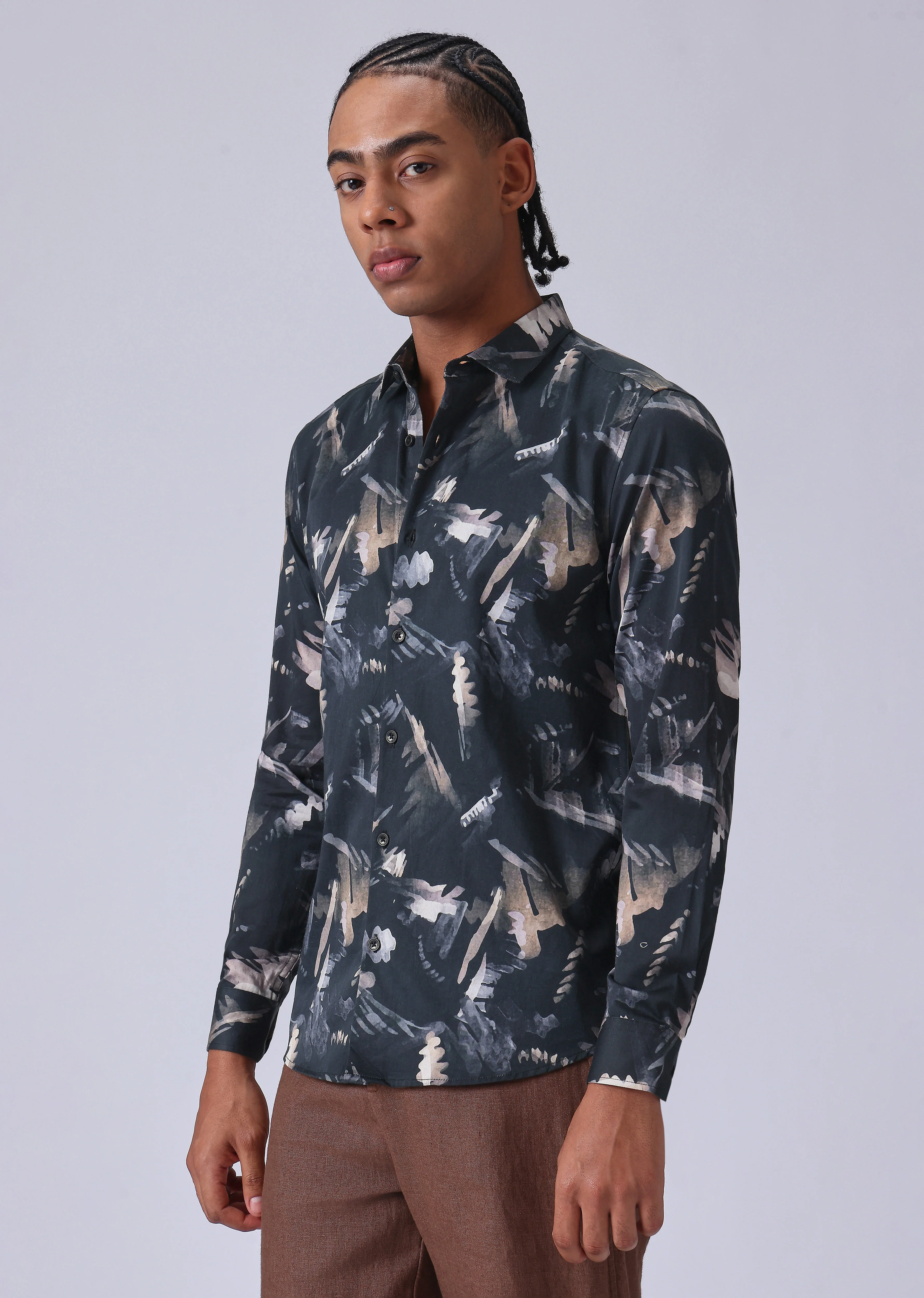 Black Flora Print Shirt - Image 4