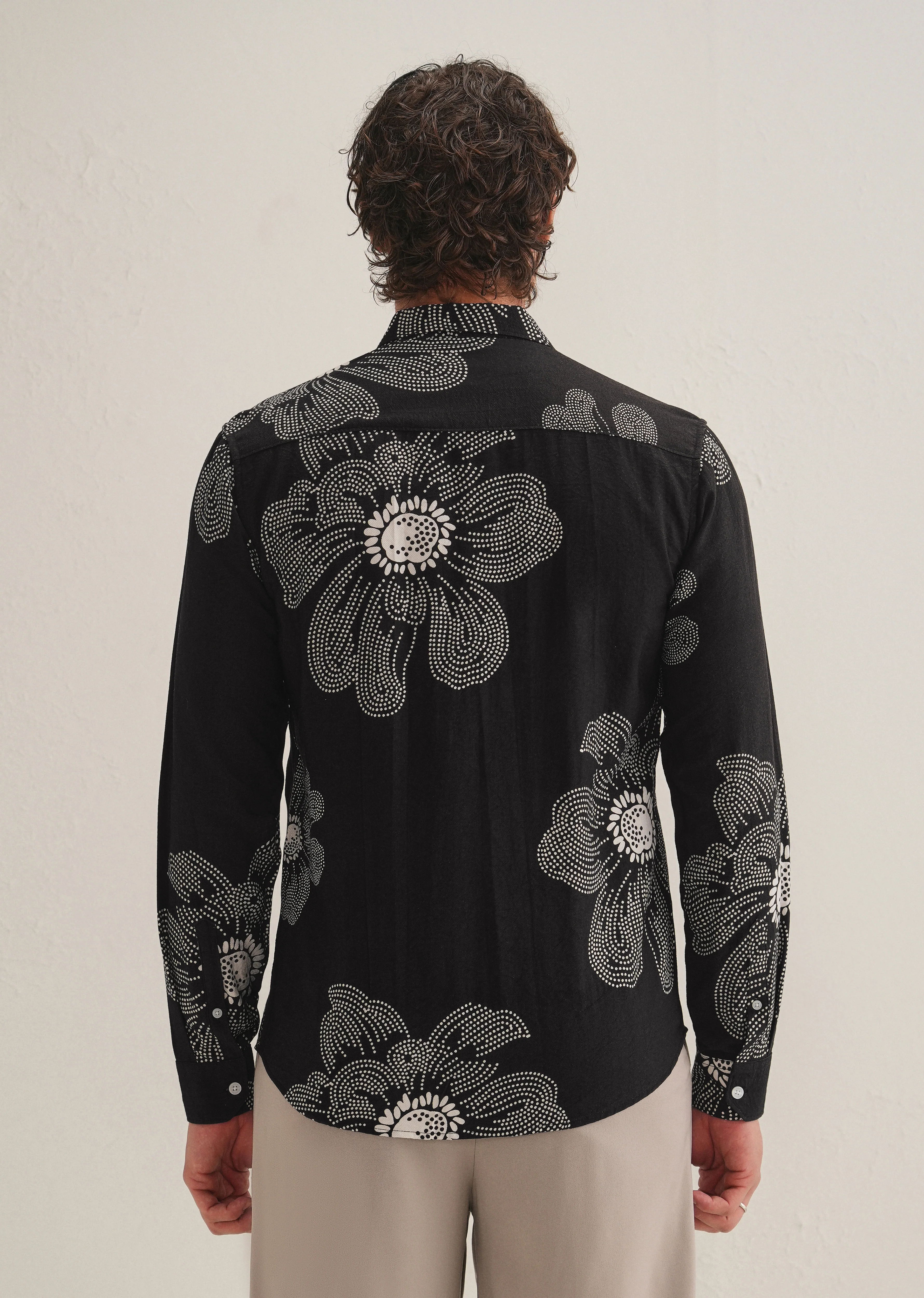 Black Floral Dot Printed Shirt - Image 5