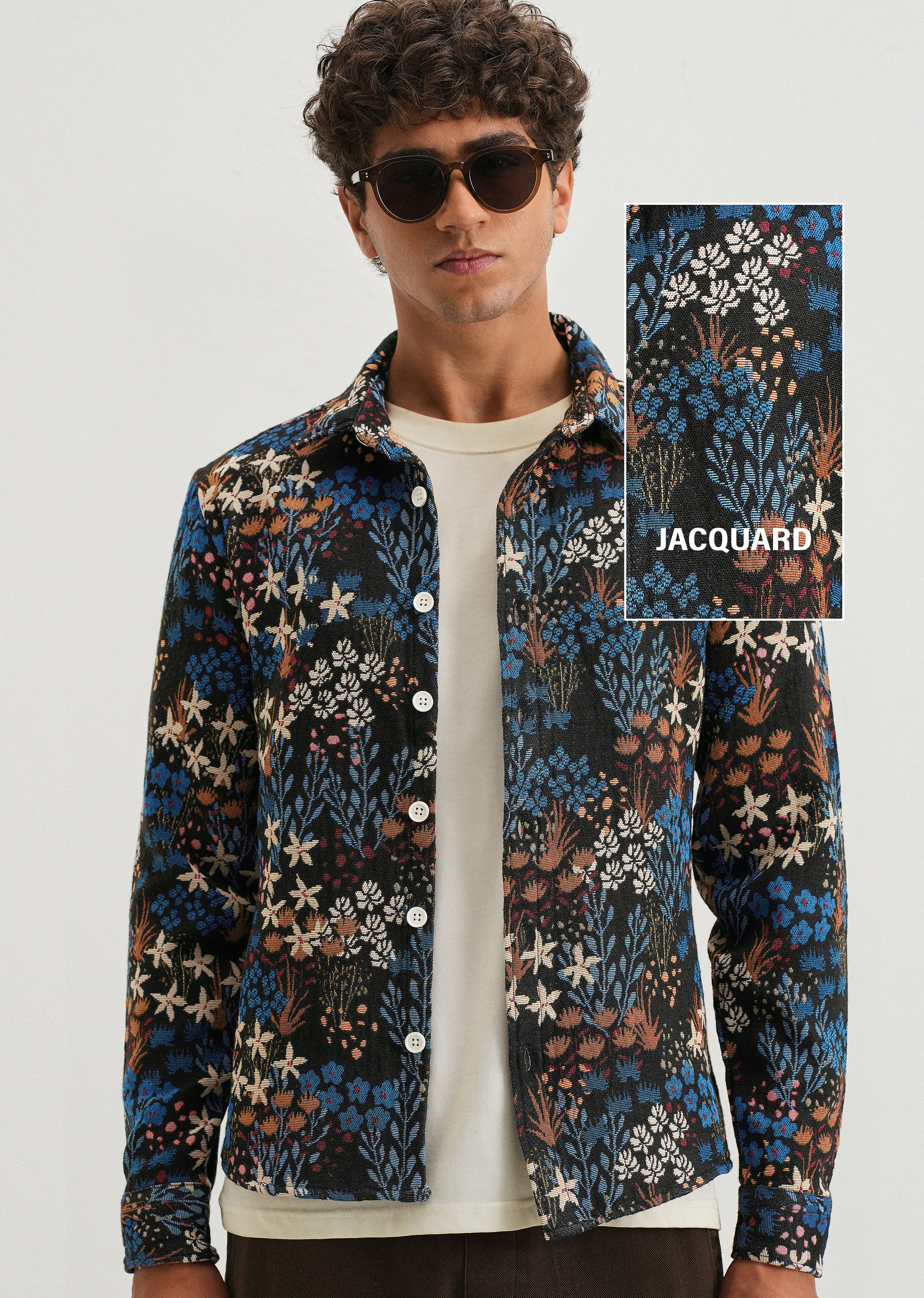 Black Floral Jacquard Shacket - Image 7