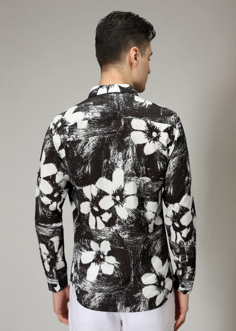 Black Floral Line Print Shirt - Image 4