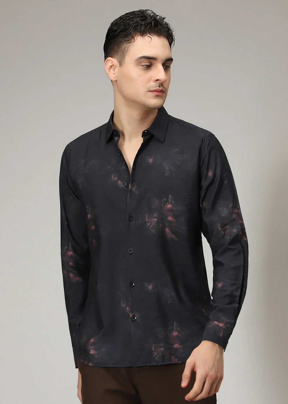 Black Floral Splash Print Shirt - Image 5