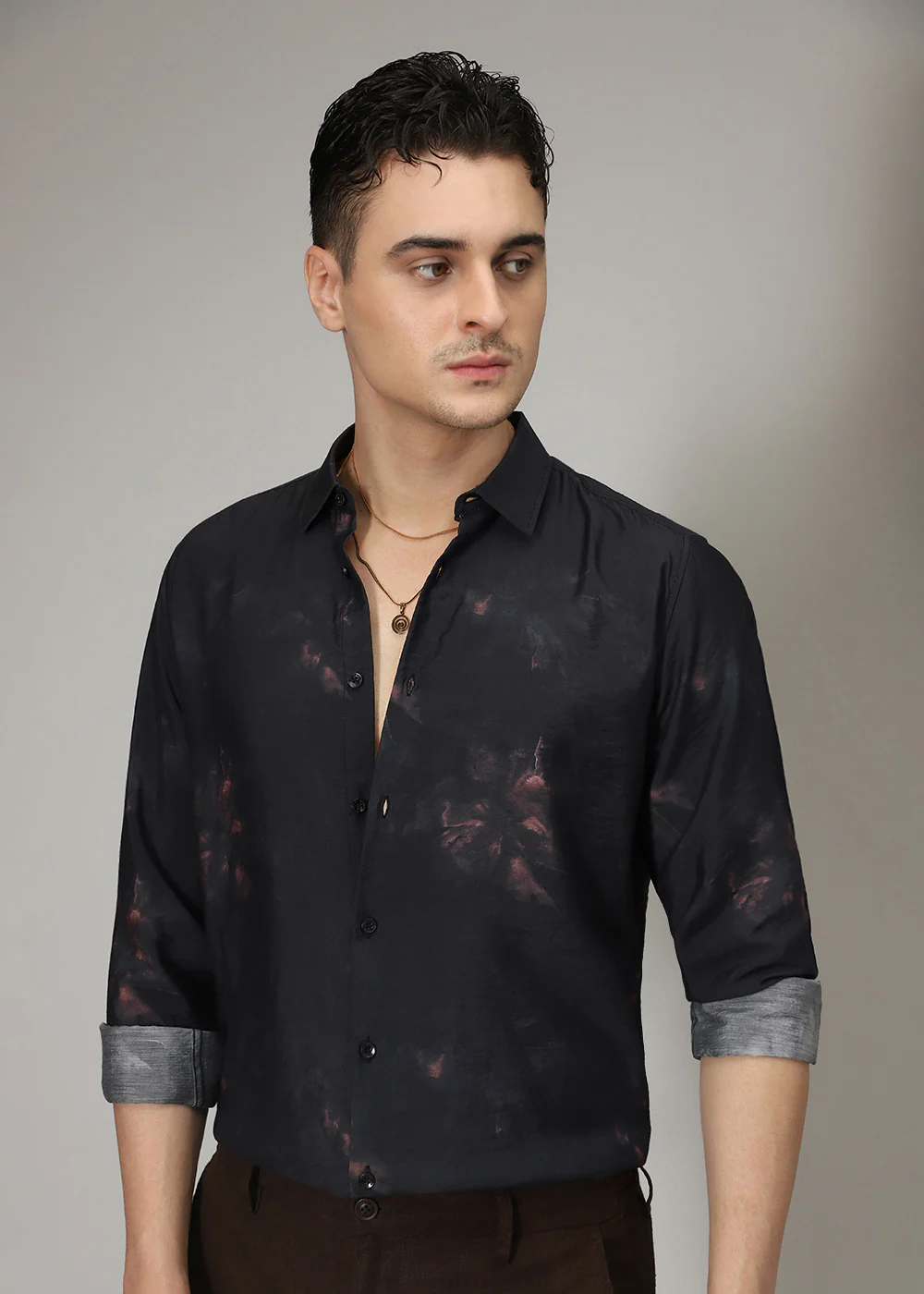 Black Floral Splash Print Shirt - Image 6