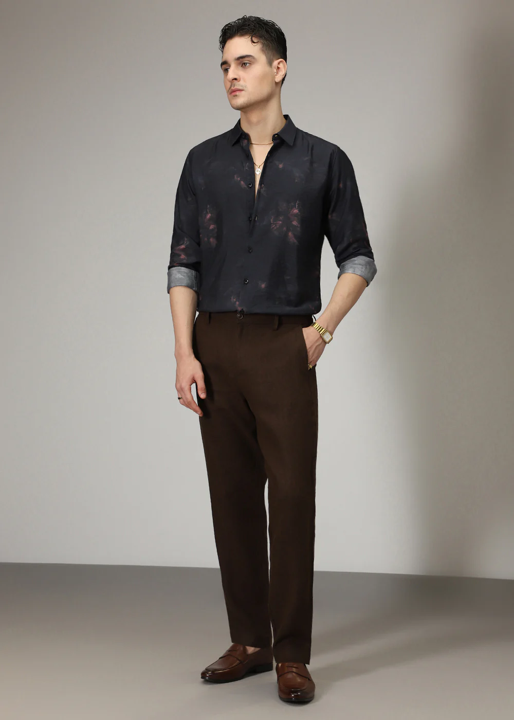 Black Floral Splash Print Shirt - Image 7