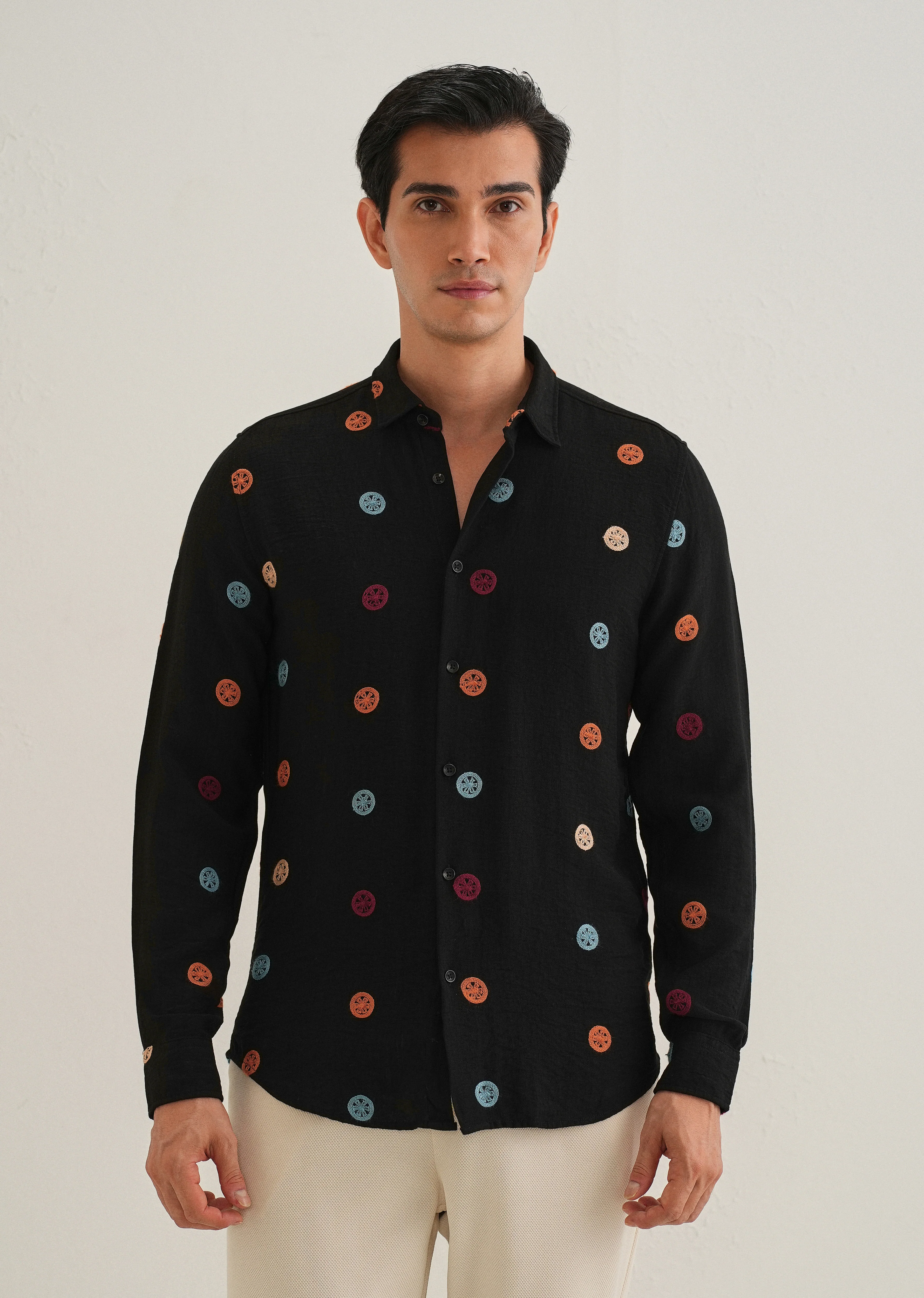 Black Florescent Embroidered Shirt - Image 3