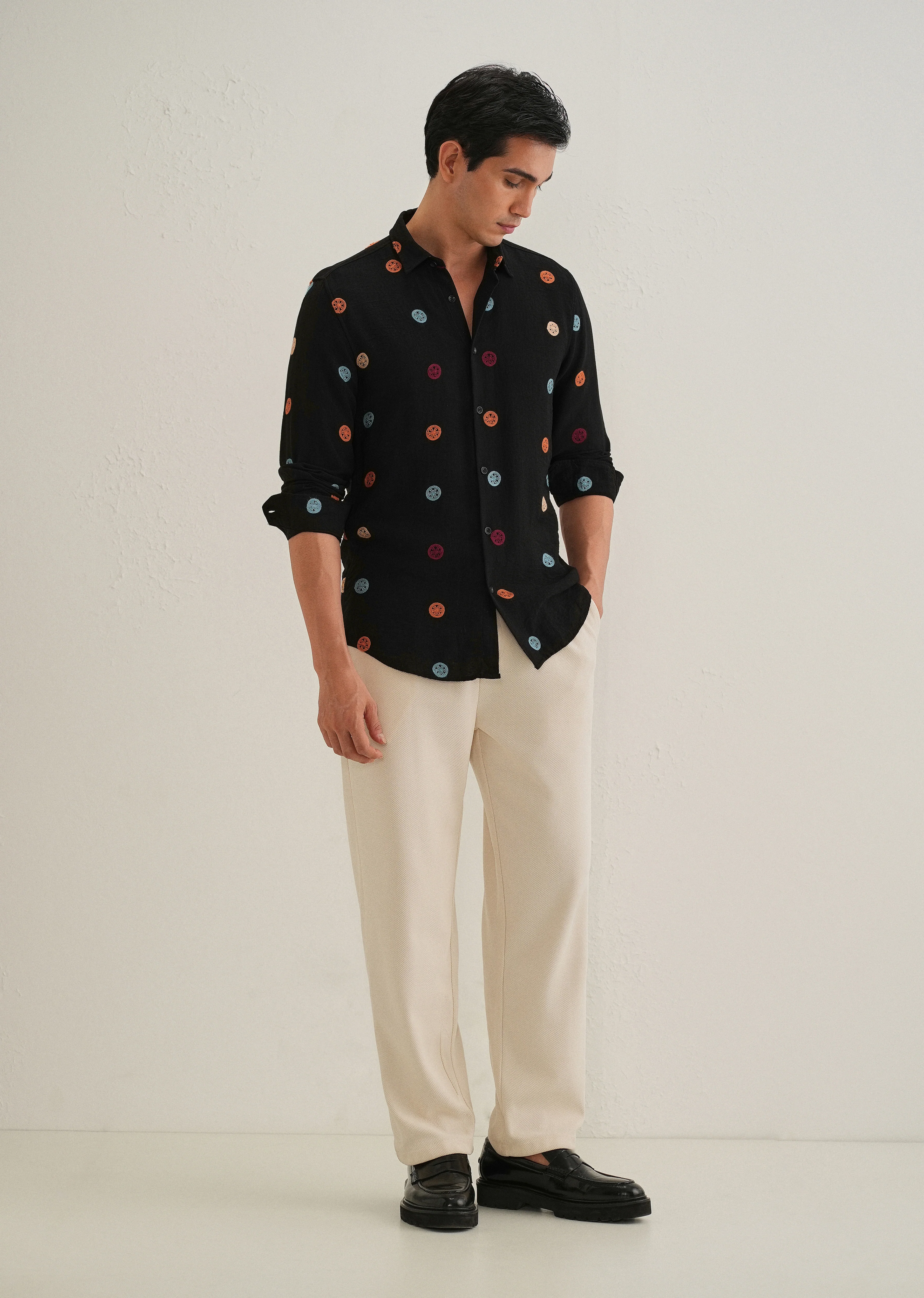 Black Florescent Embroidered Shirt - Image 6