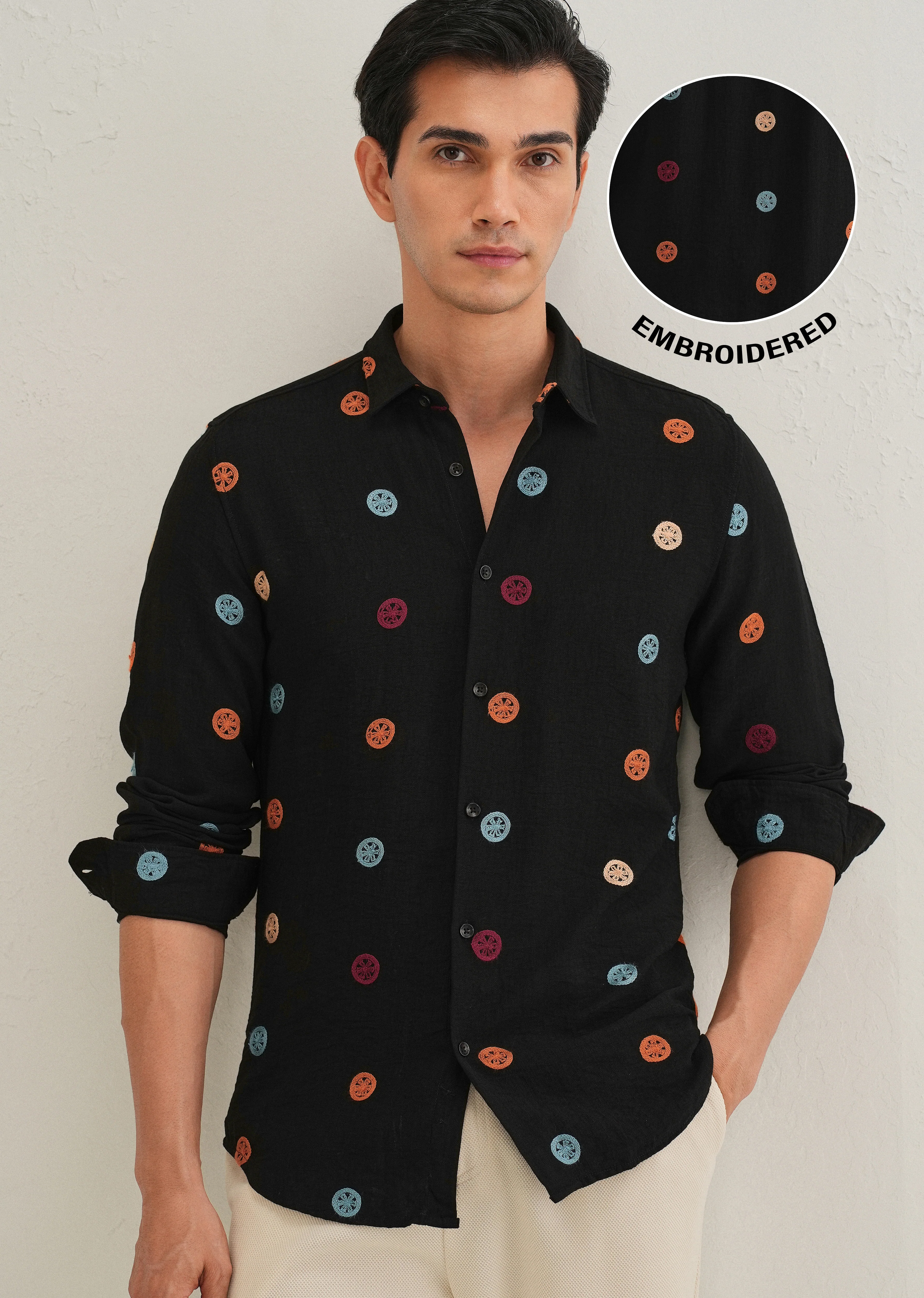Black Florescent Embroidered Shirt - Image 7