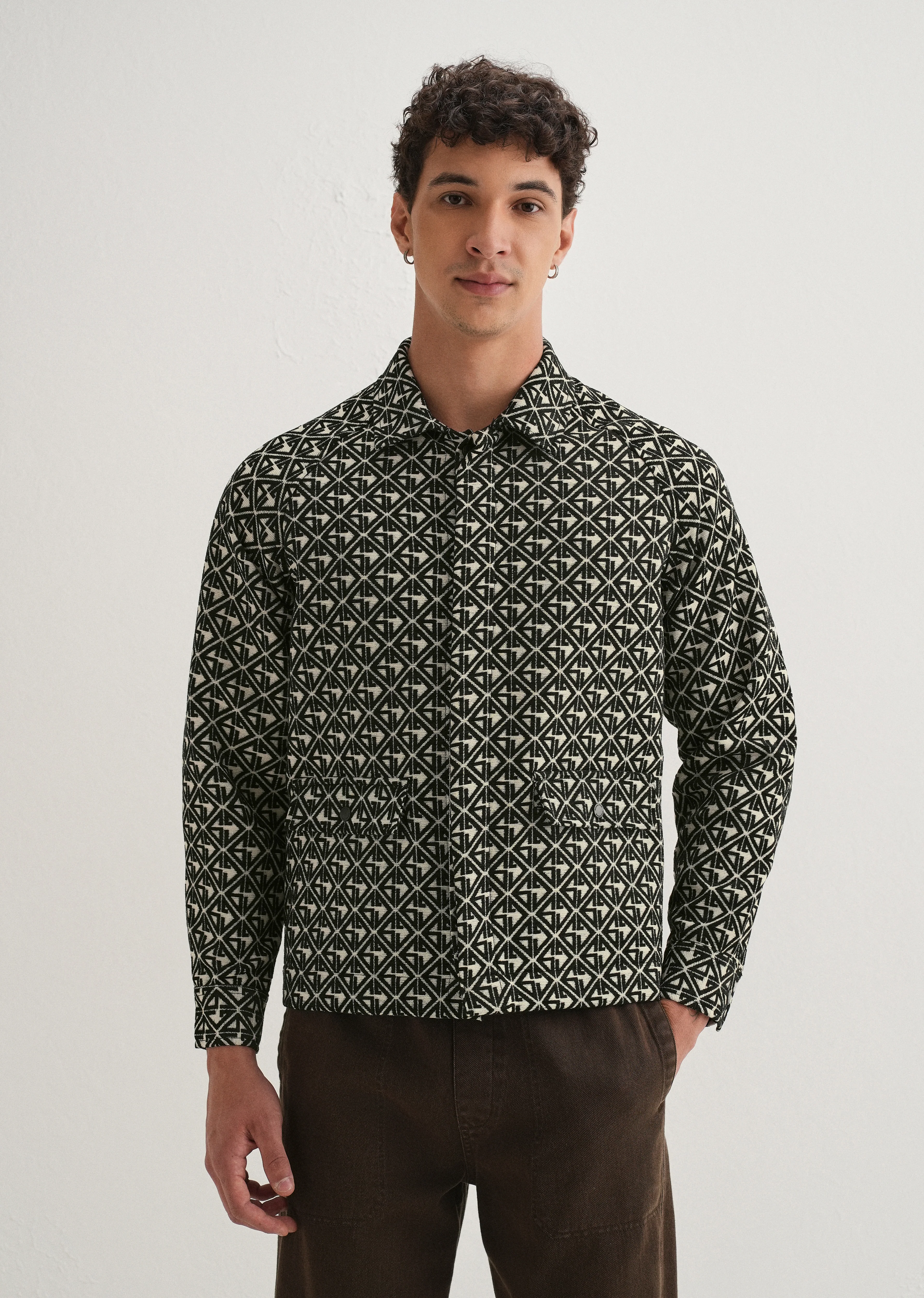 Black Geometric Pattern Shacket - Image 4