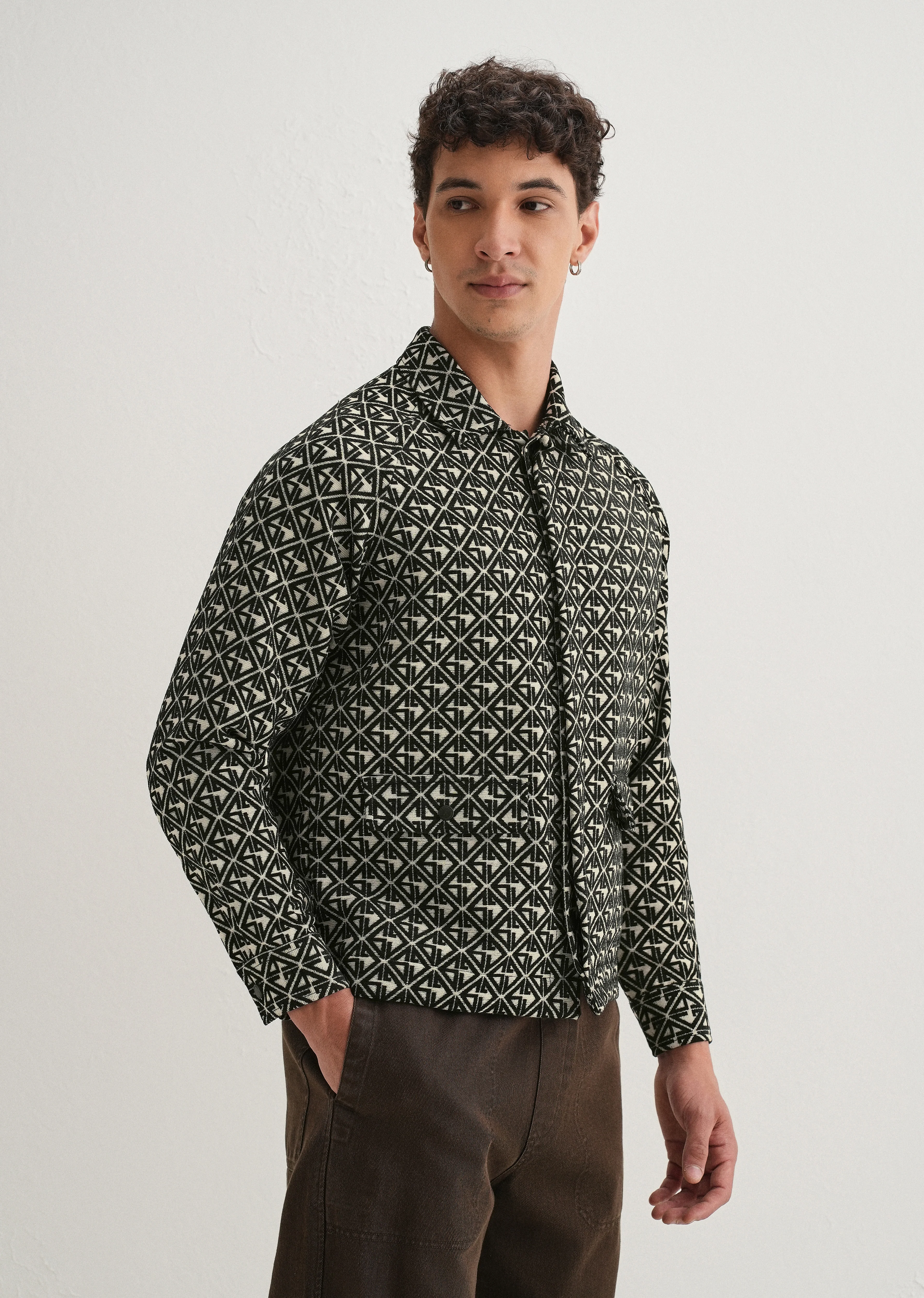 Black Geometric Pattern Shacket - Image 5
