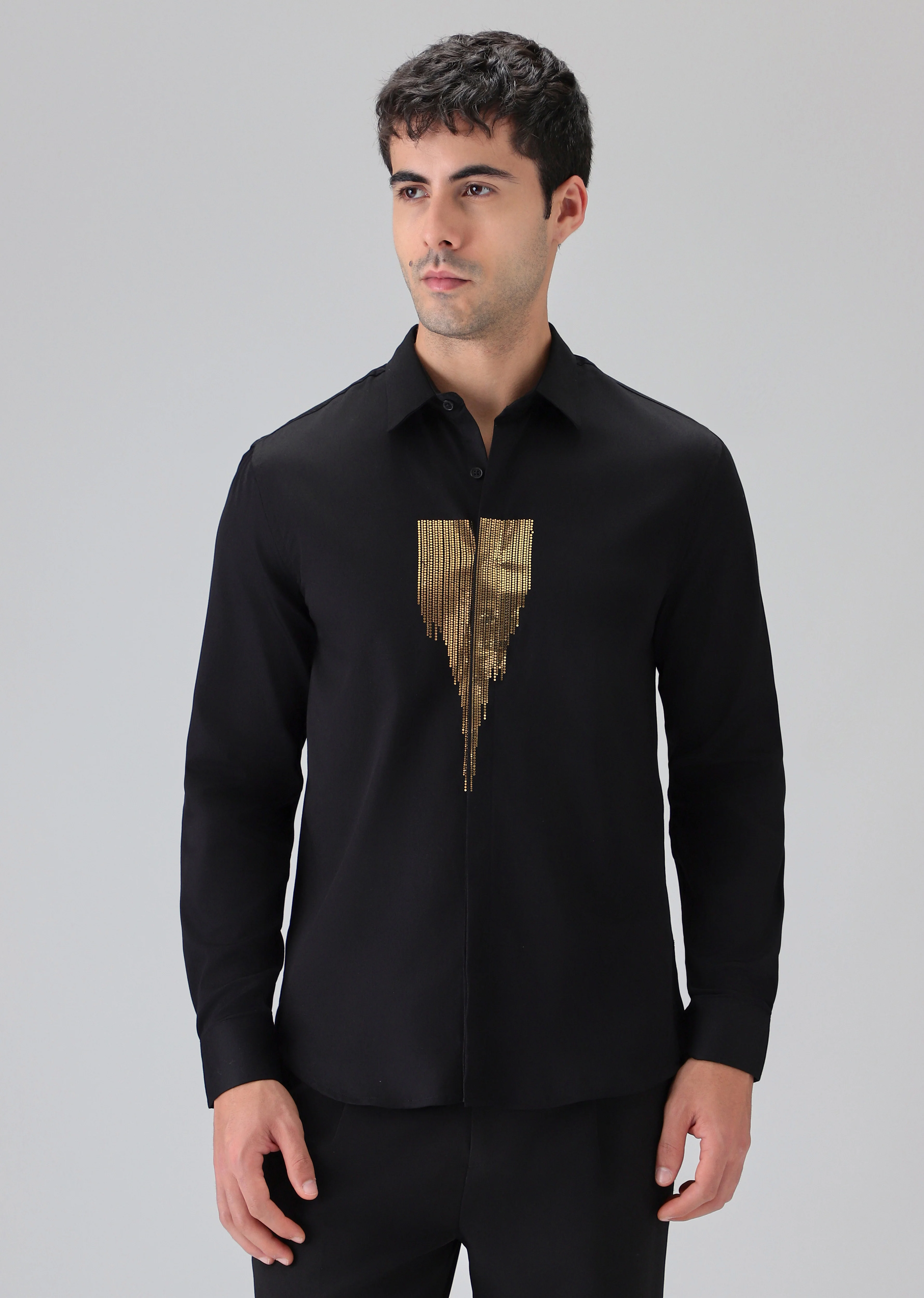 Black Glimmer Designer Shirt - Image 3