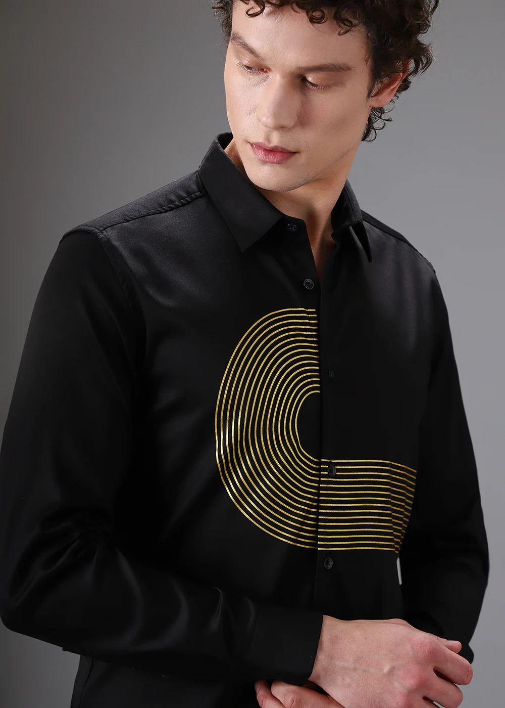 Black Gold Foil Designer Shirt - Image 2