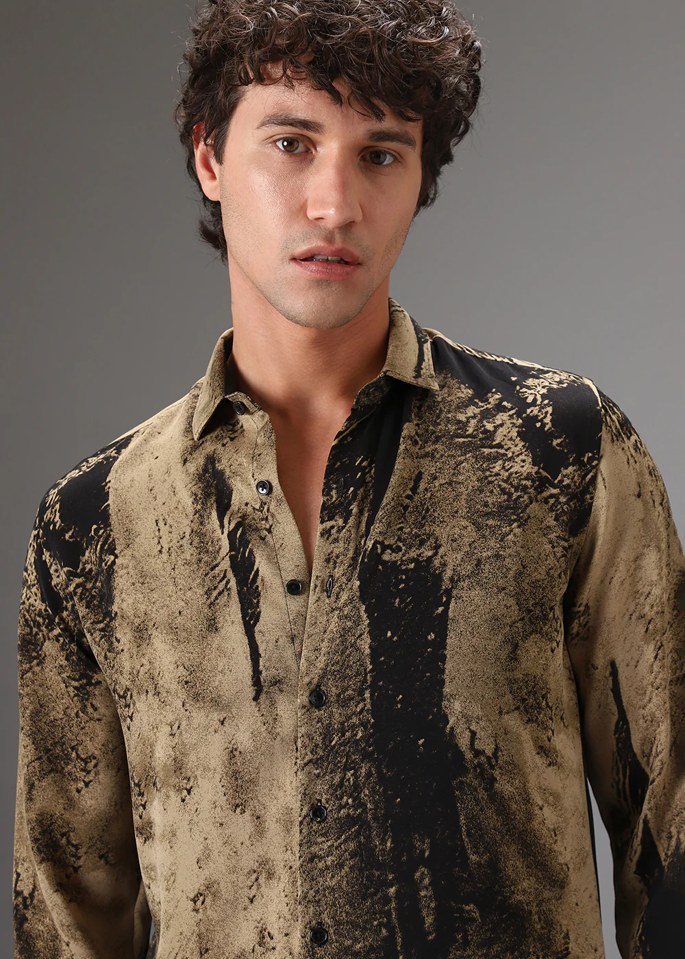 Black Golden Abstract Printed Shirt - Image 2