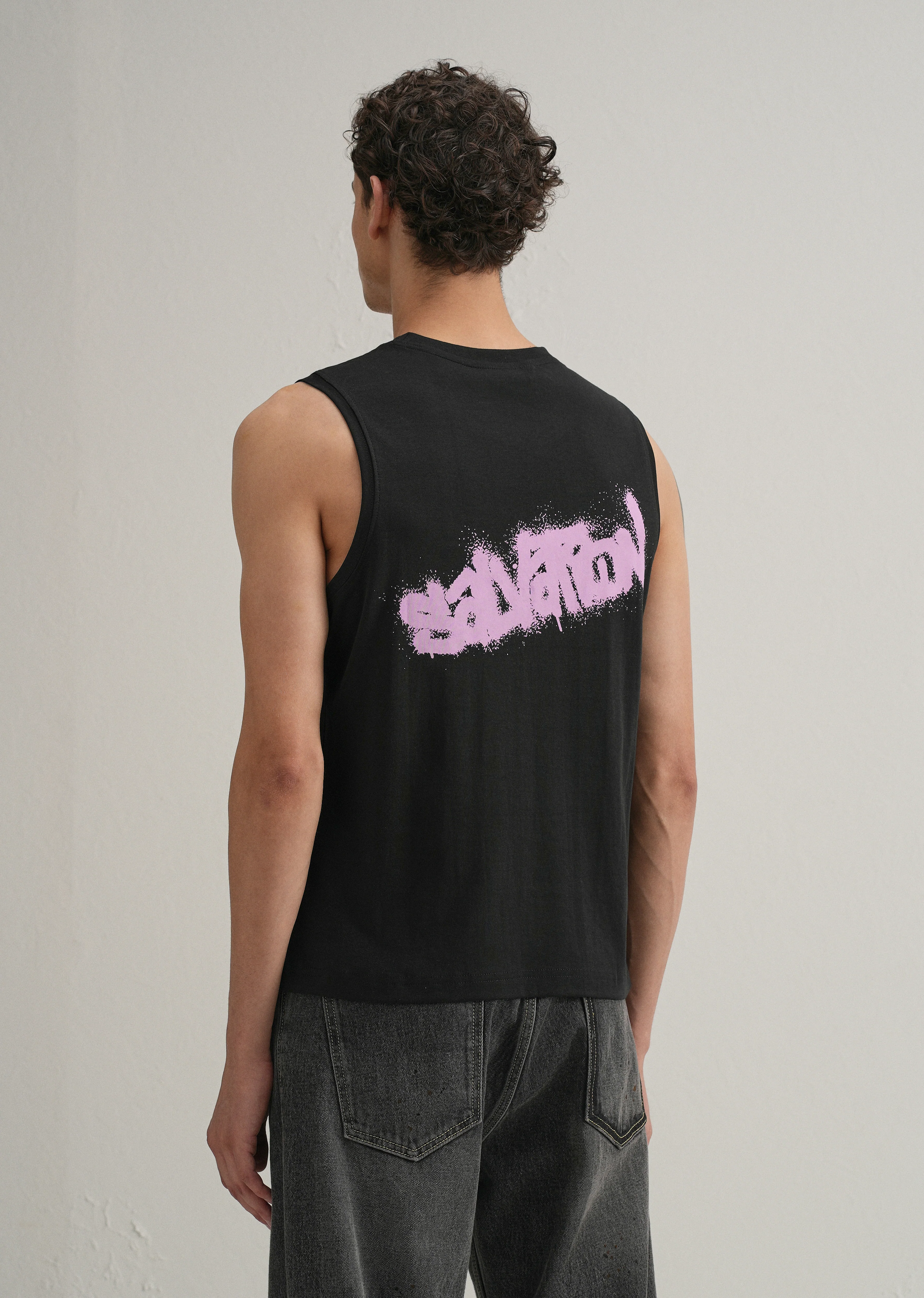Black Graffiti Printed Tank - Image 3