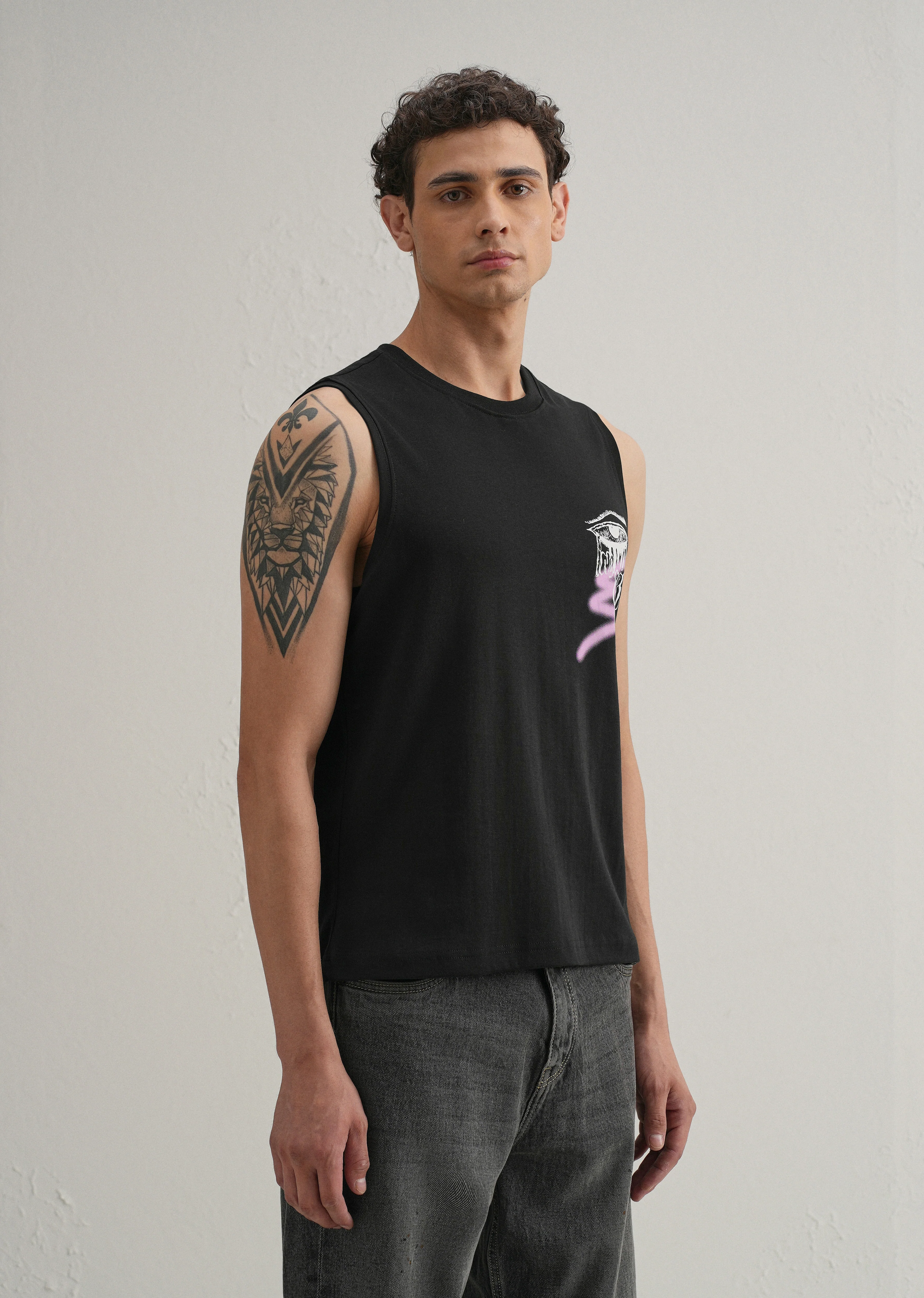 Black Graffiti Printed Tank - Image 6