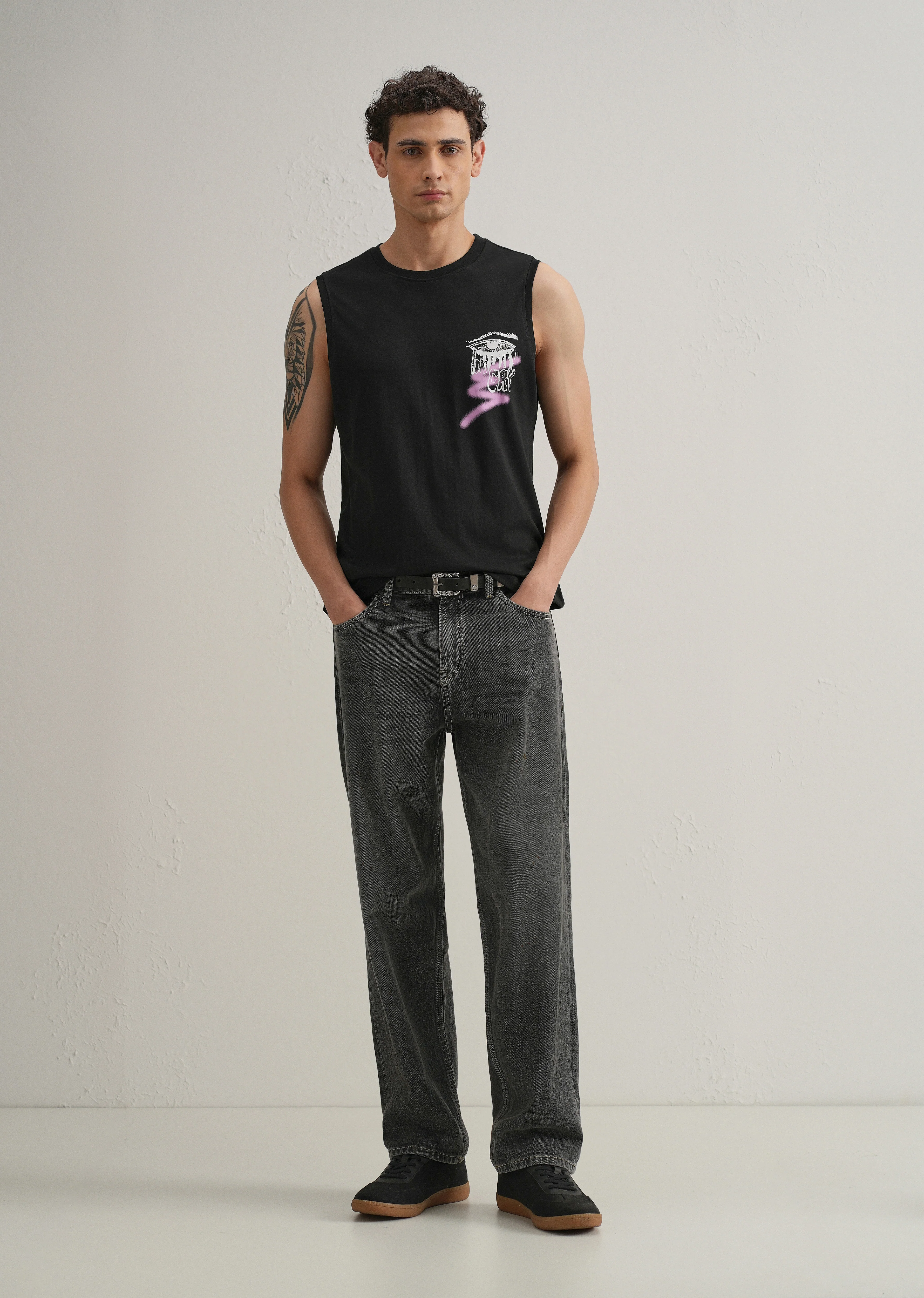 Black Graffiti Printed Tank - Image 7