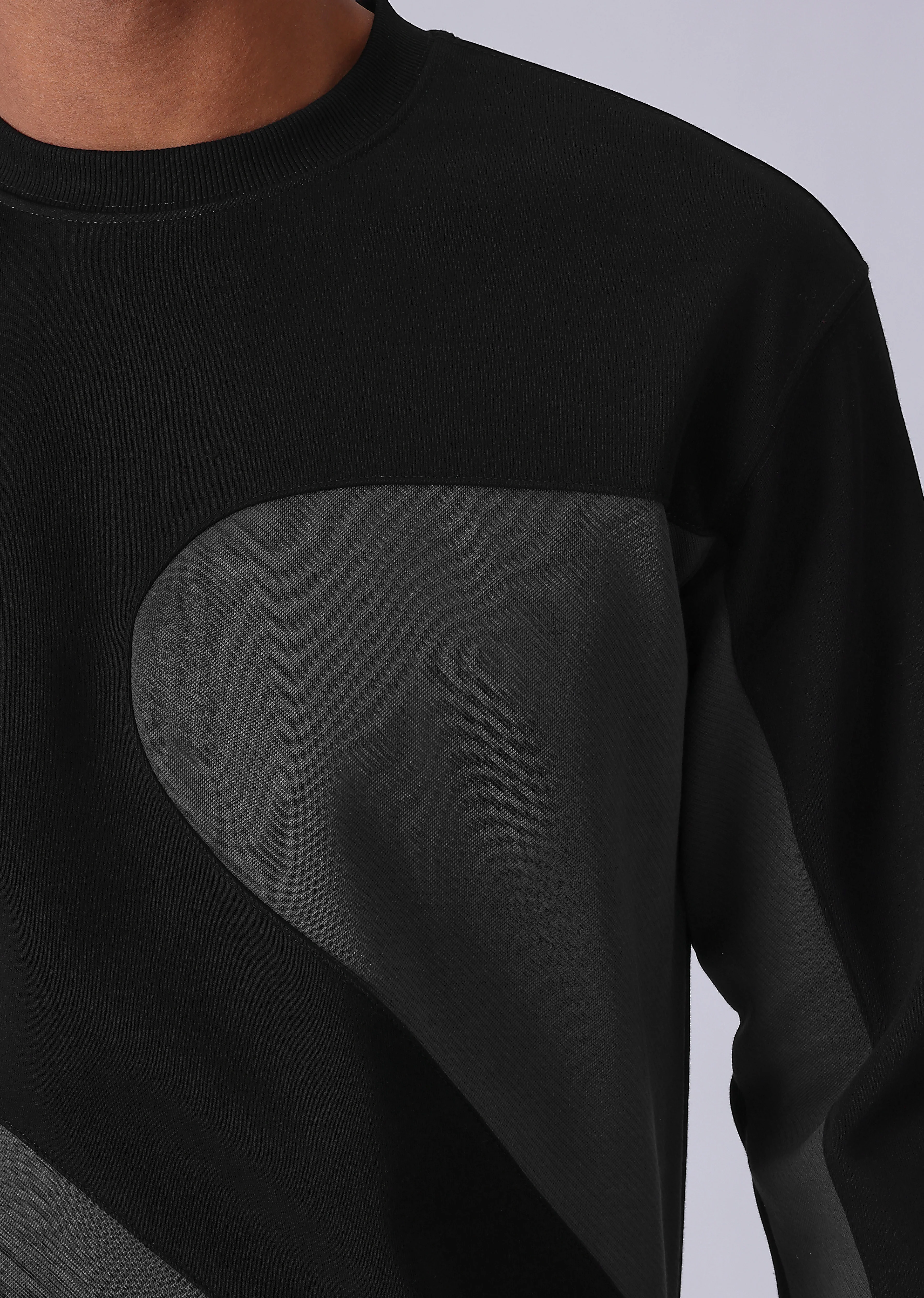 Black Grey Colorblock Sweatshirt - Image 5