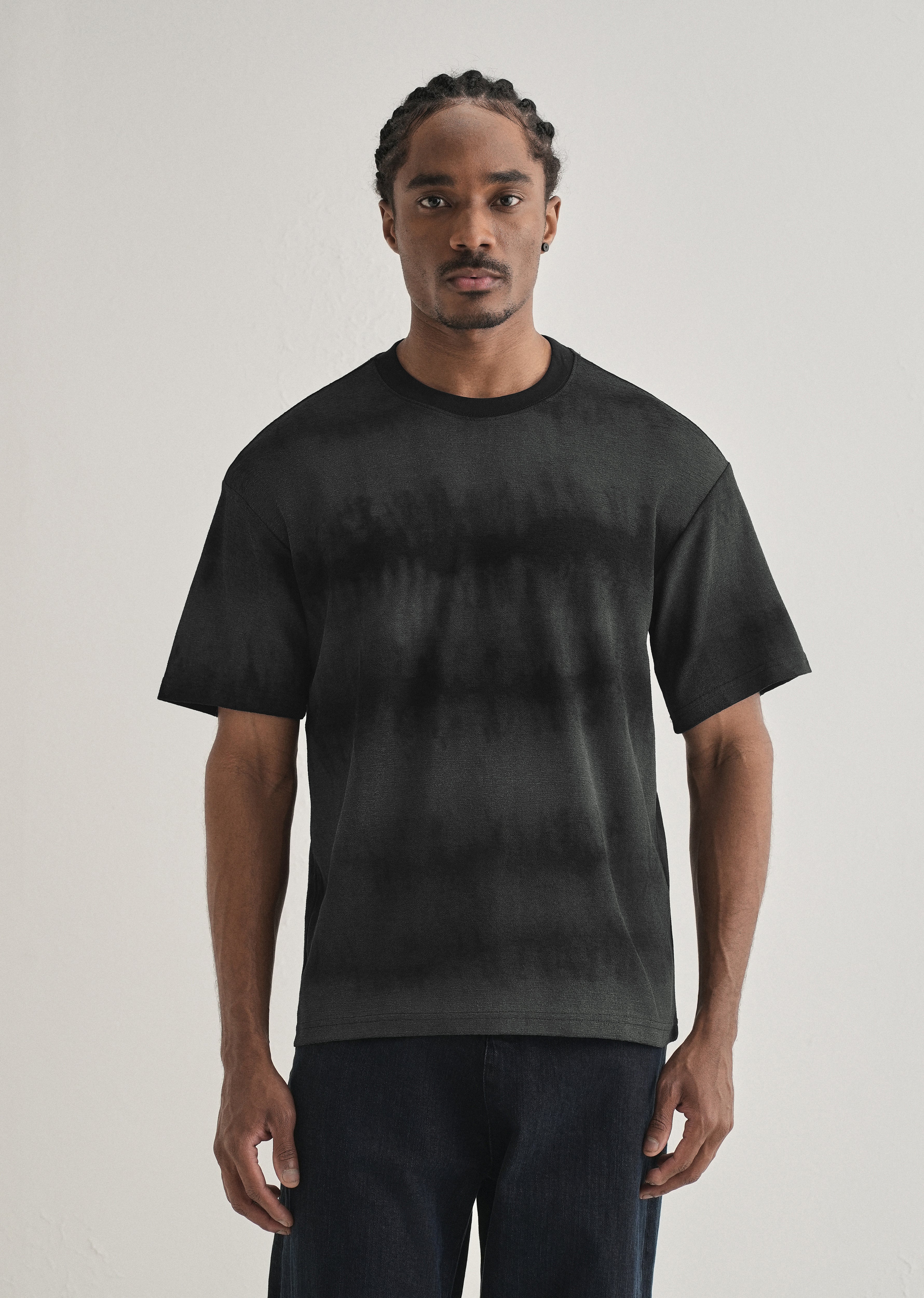 Black Grey Tie & Dye Oversized T-shirt - Image 3