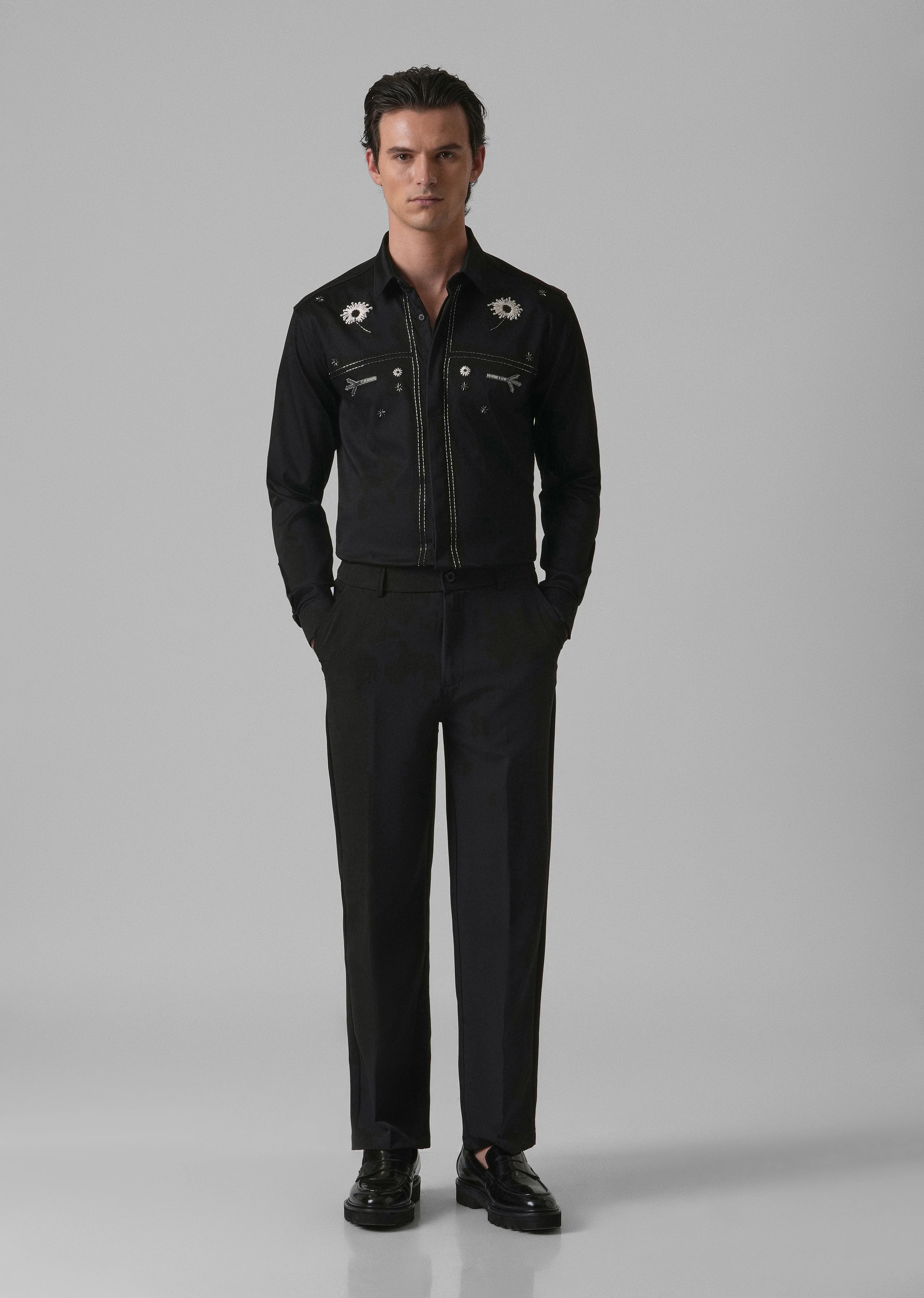 Black Handcrafted Designer Shirt - Image 6