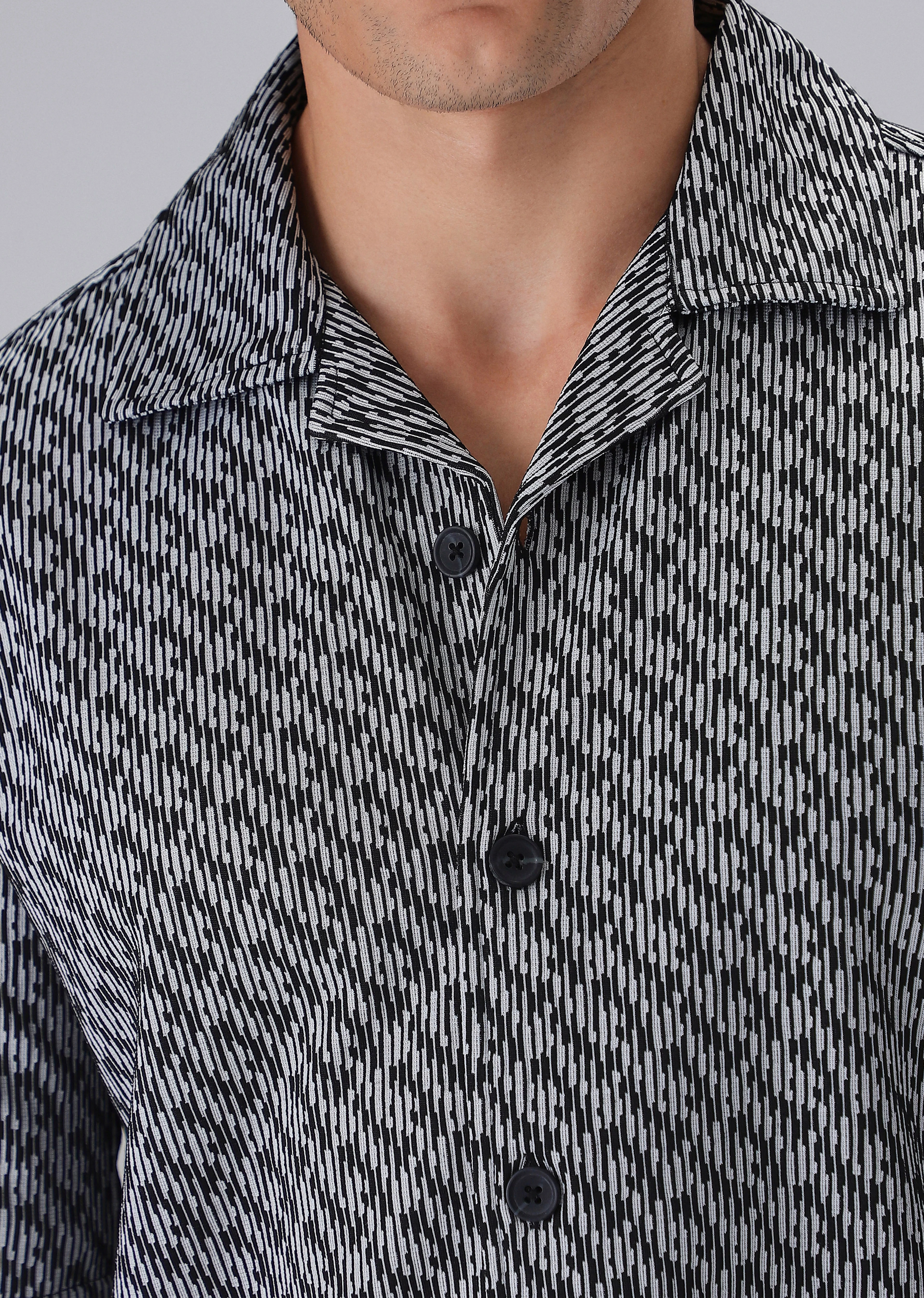 Black Knitted Half Sleeve Shirt - Image 2