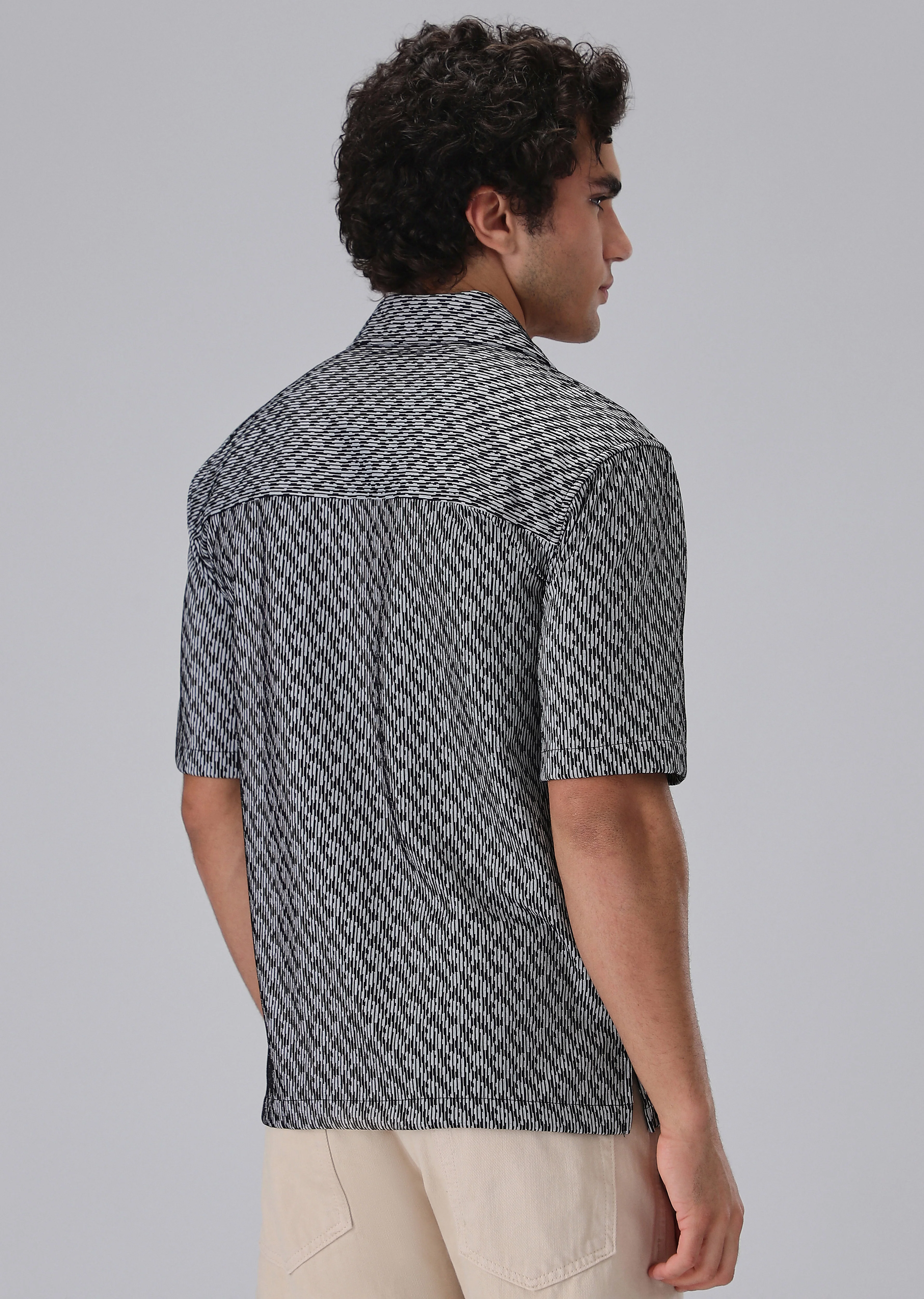 Black Knitted Half Sleeve Shirt - Image 4