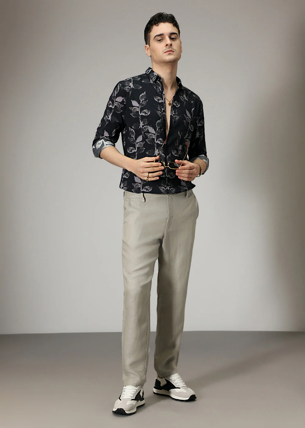 Black Leaf Print Shirt - Image 6