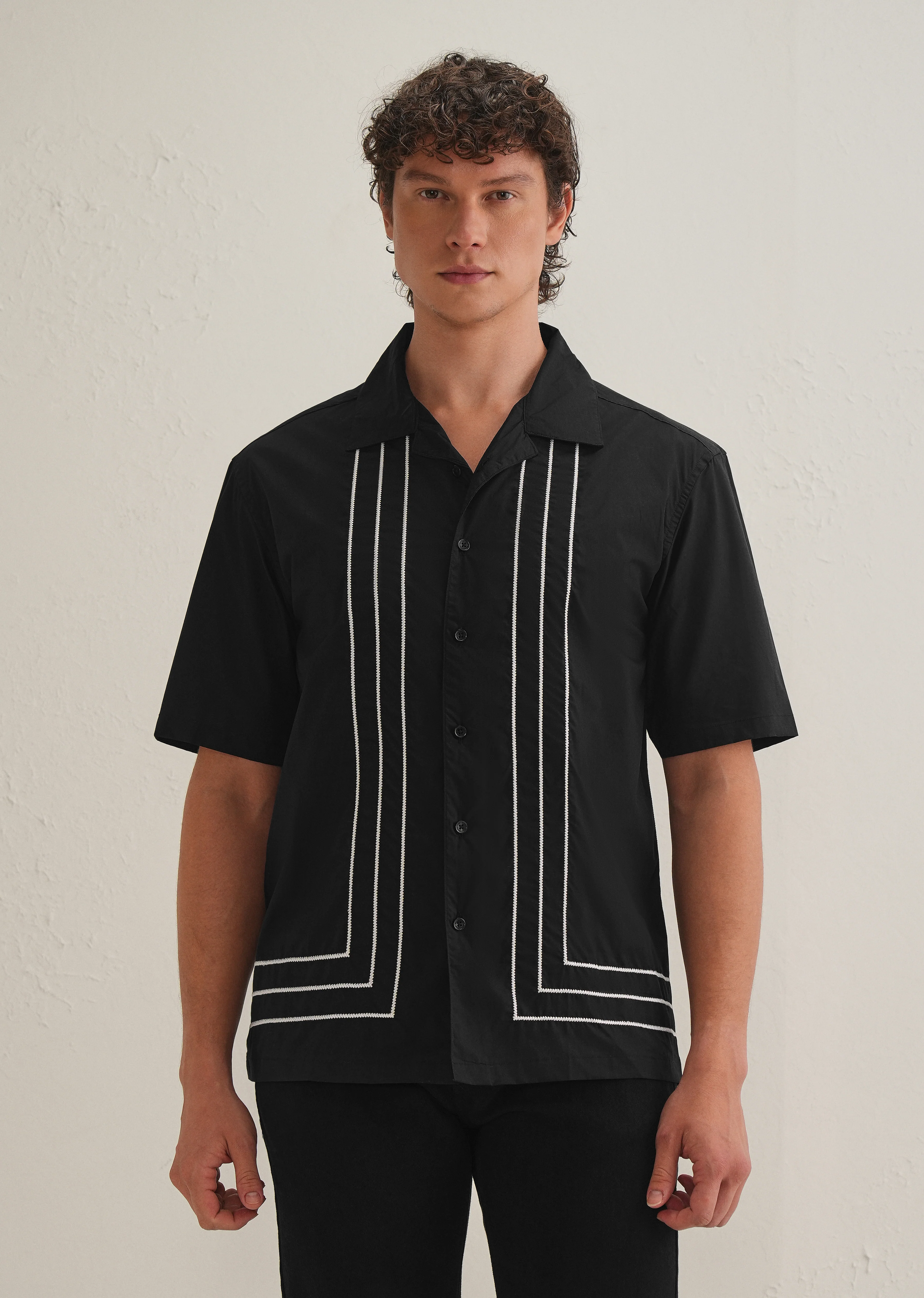 Black Line Embroidery Shirt - Image 3