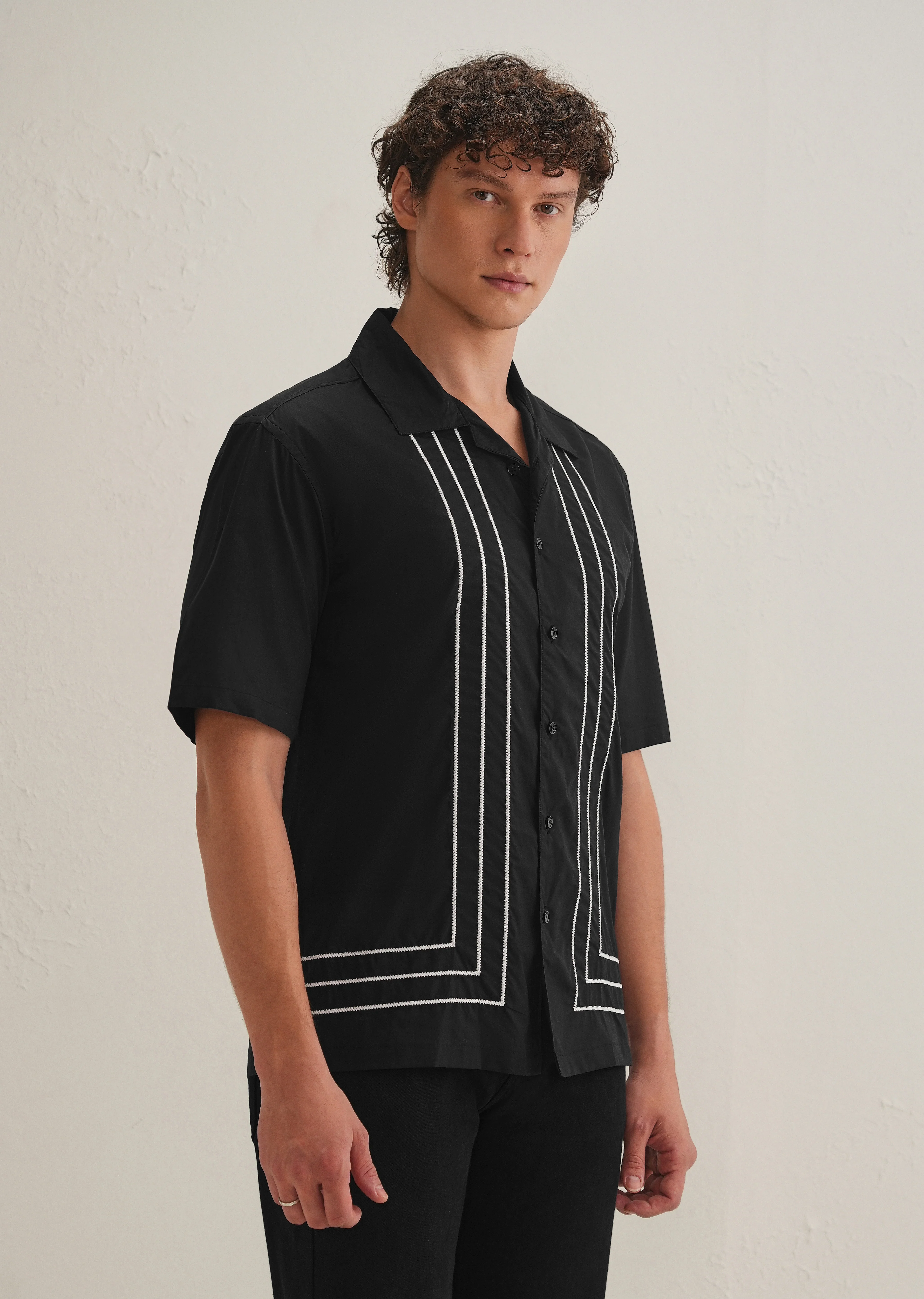 Black Line Embroidery Shirt - Image 5
