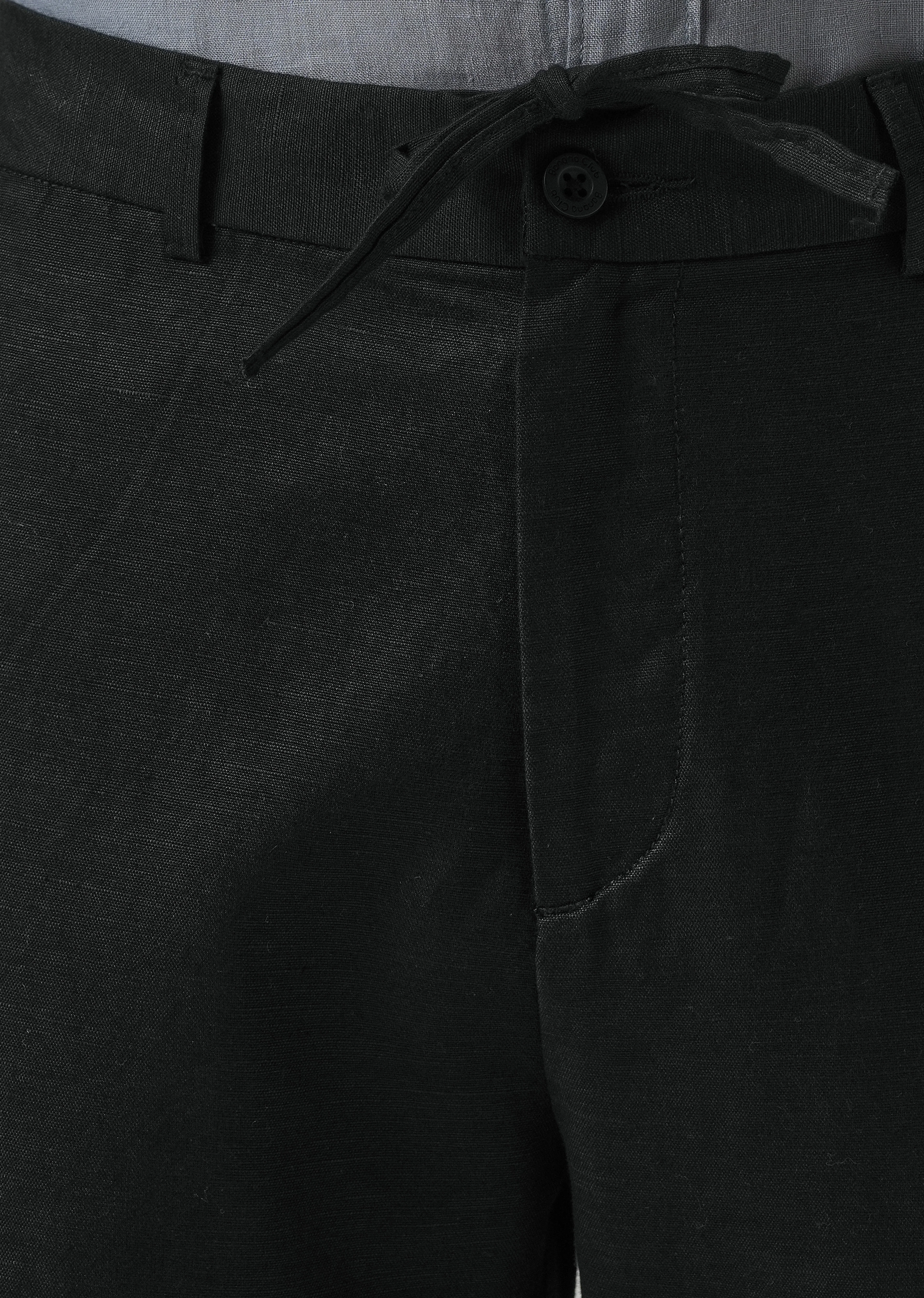 Black Linen Relaxed Fit Trouser - Image 5