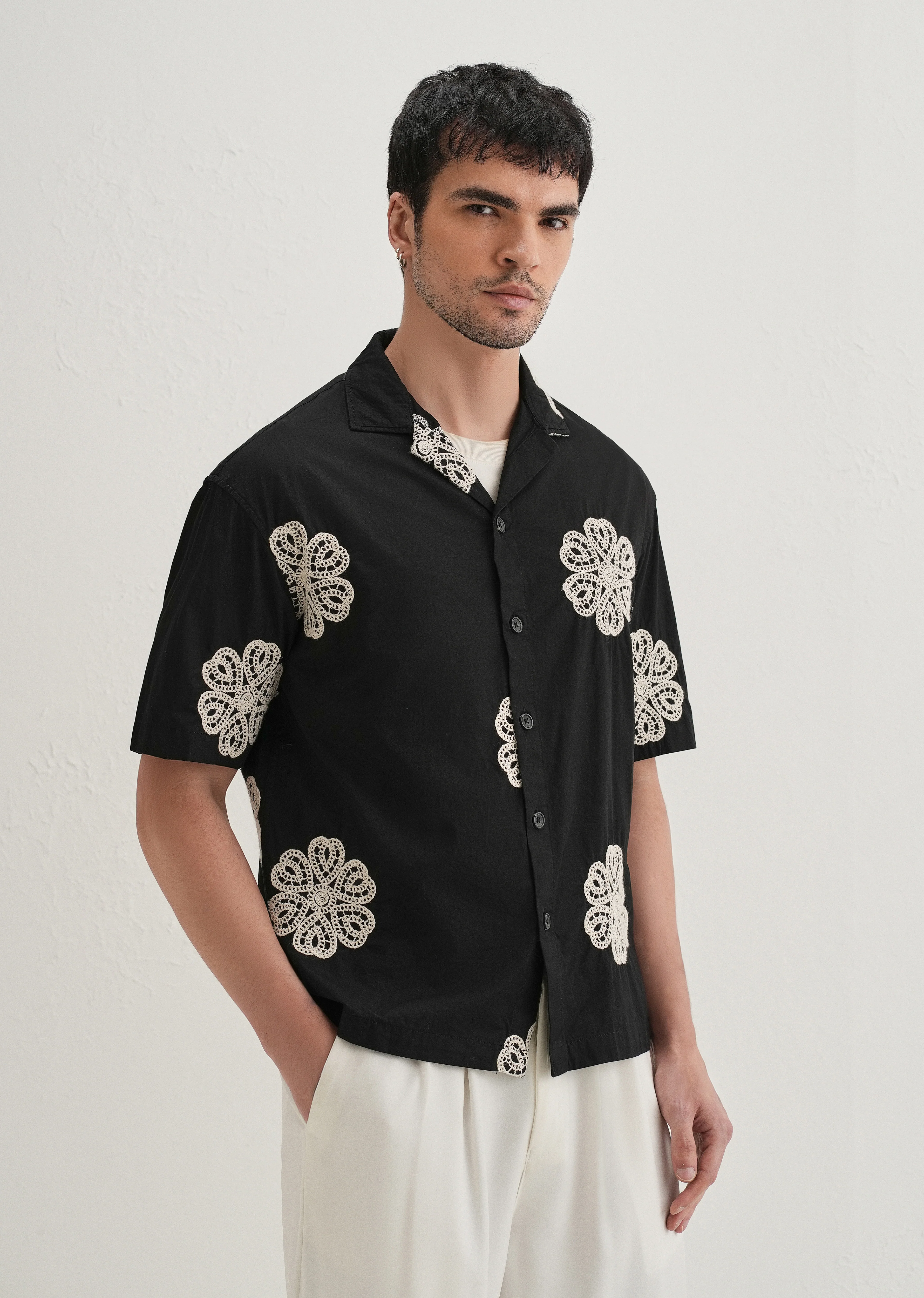 Black Medallion Embroidered Shirt - Image 4