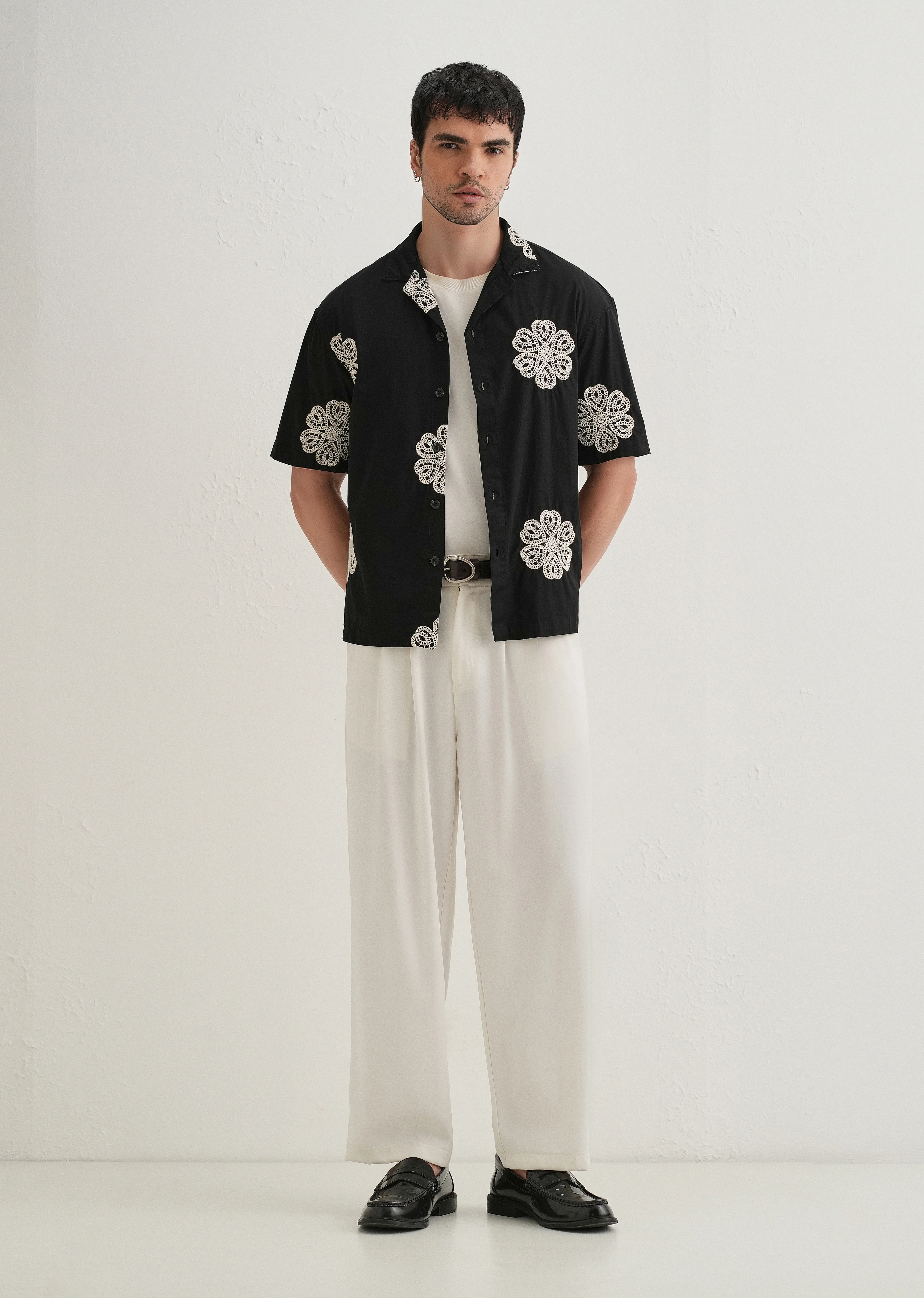 Black Medallion Embroidered Shirt - Image 6