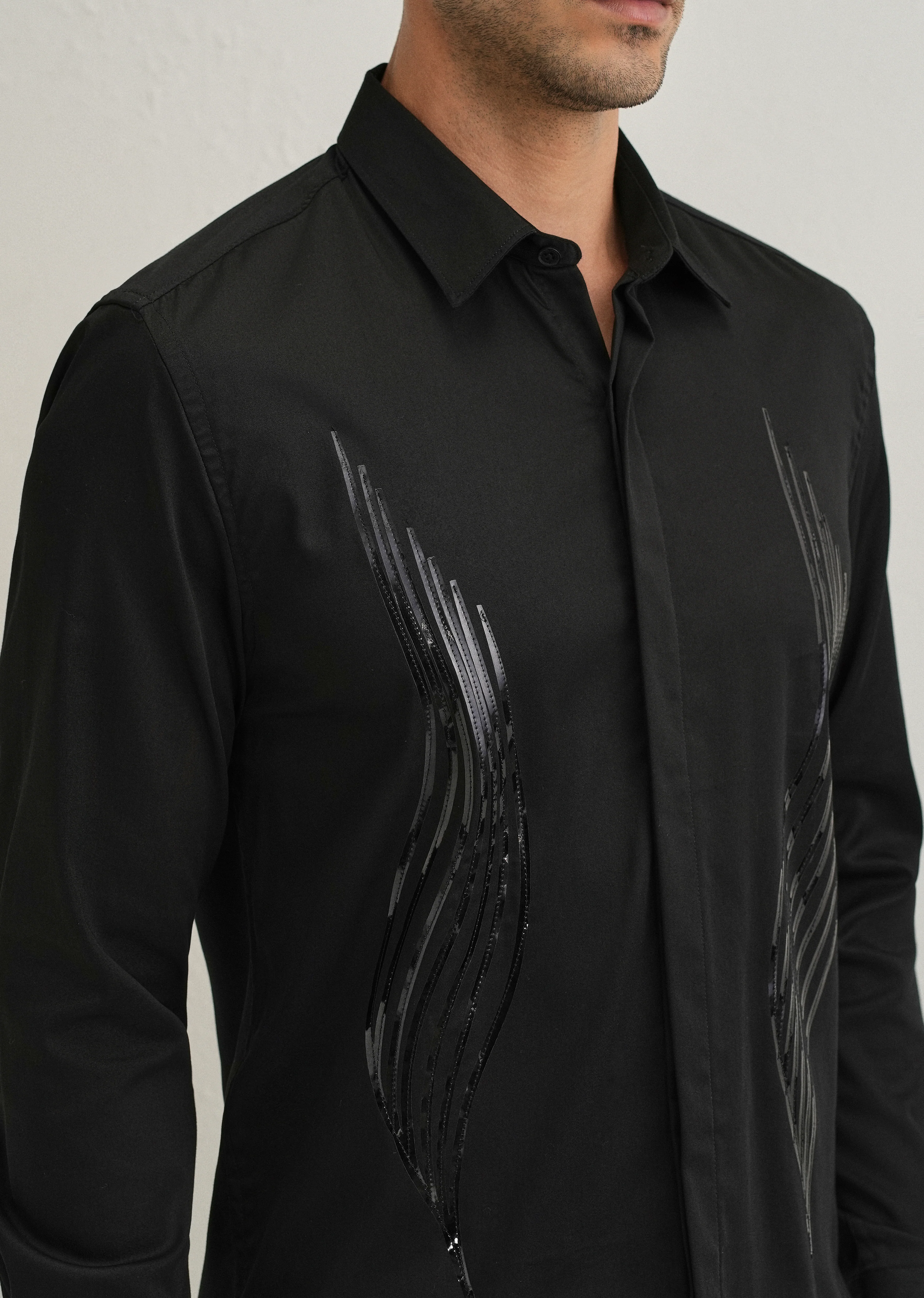 Black Metallic Flare Designer shirt - Image 5