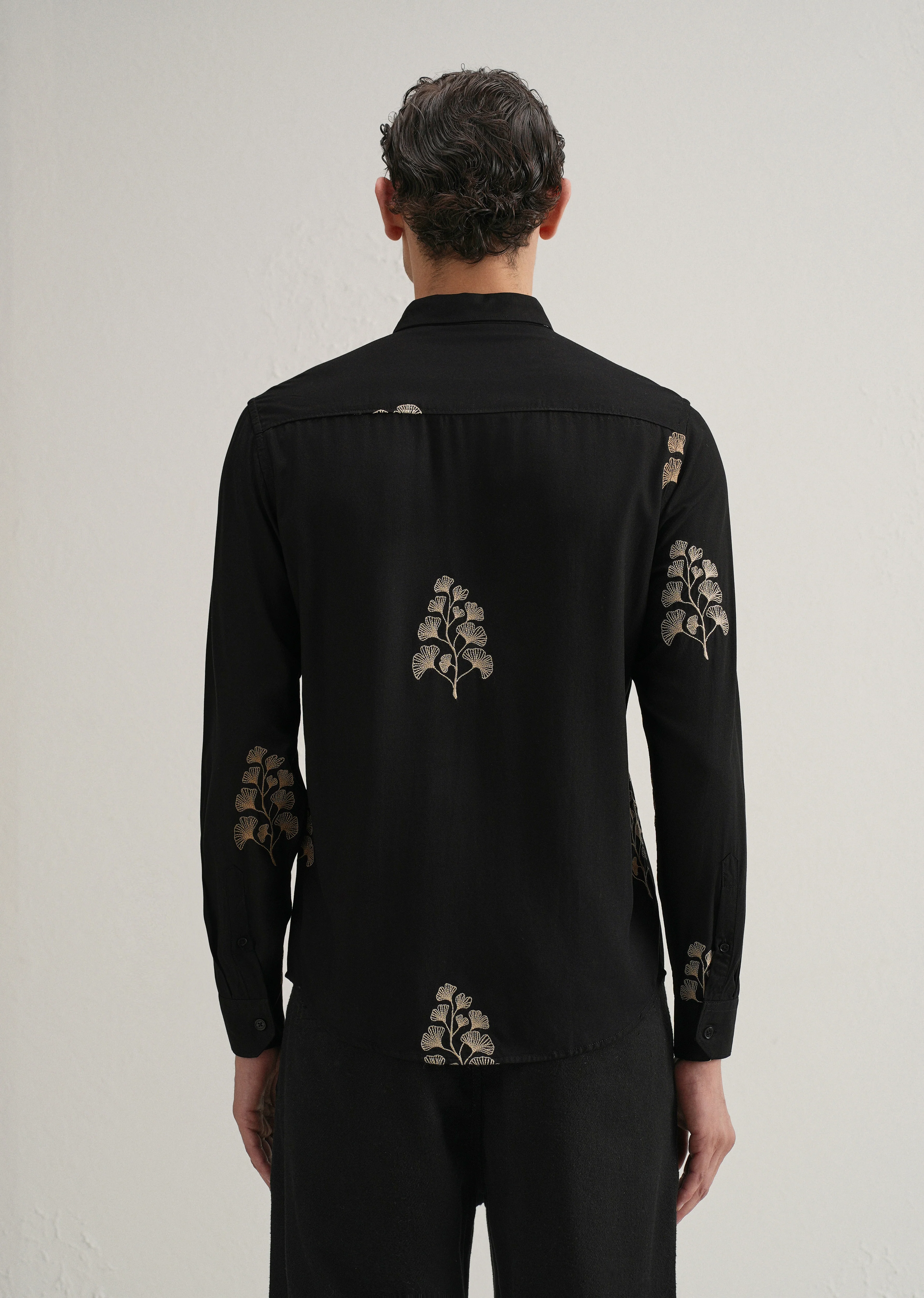 Black Motif Embroidery Shirt - Image 3