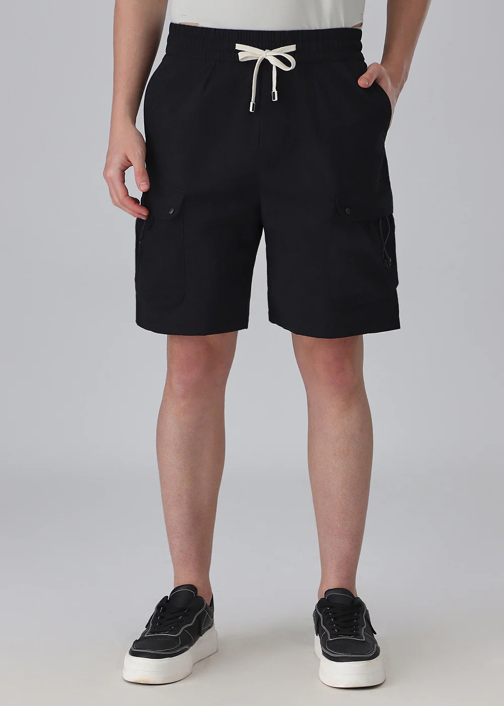 Black Multi-Pocket Utility Shorts - Image 7