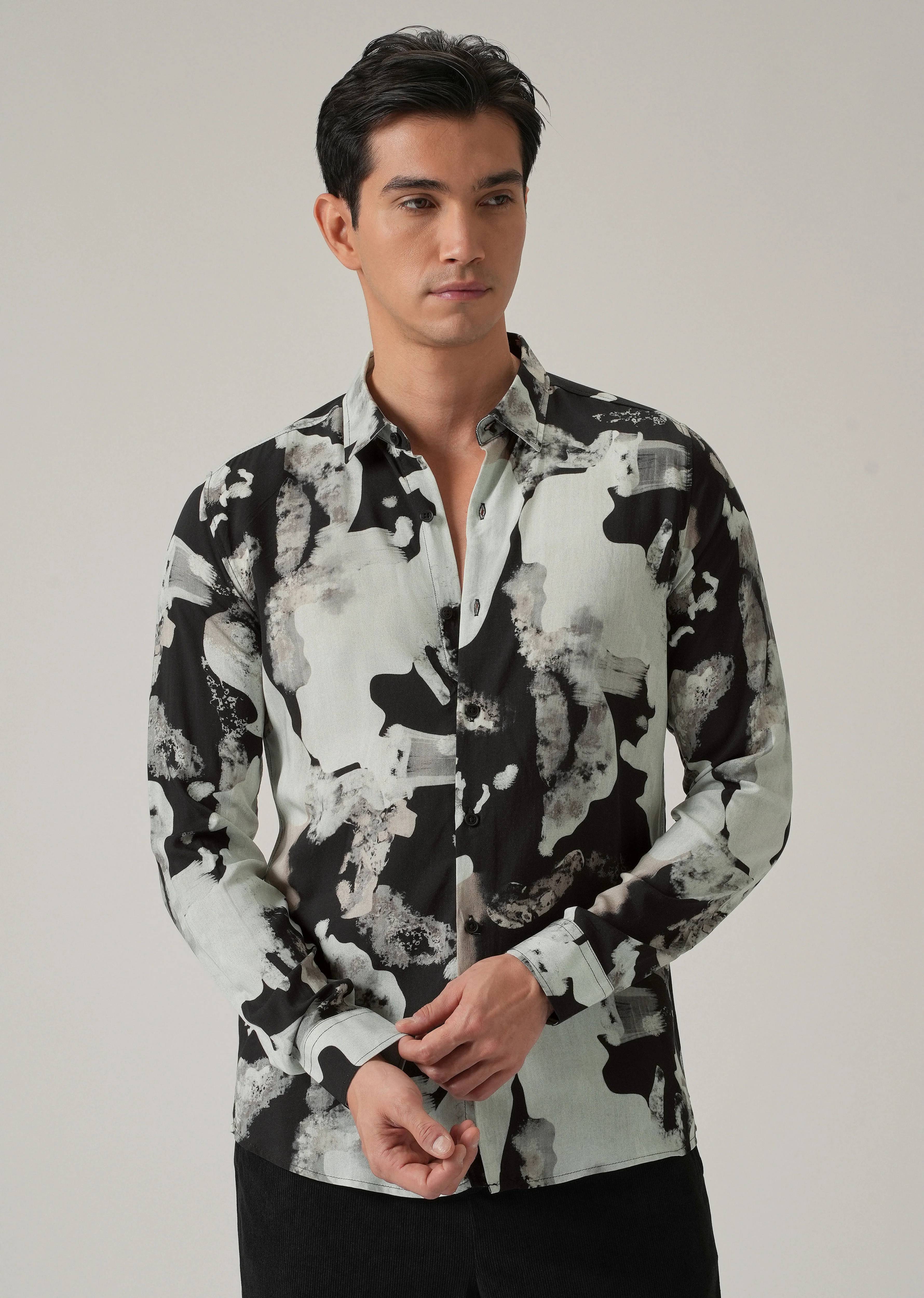 Black Neutral Print Shirt - Image 3