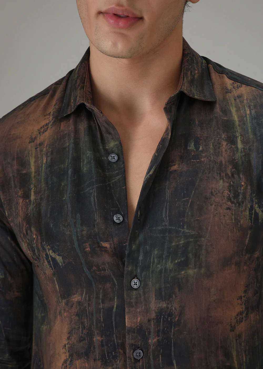 Black Ochre Abstract Printed Shirt - Image 2