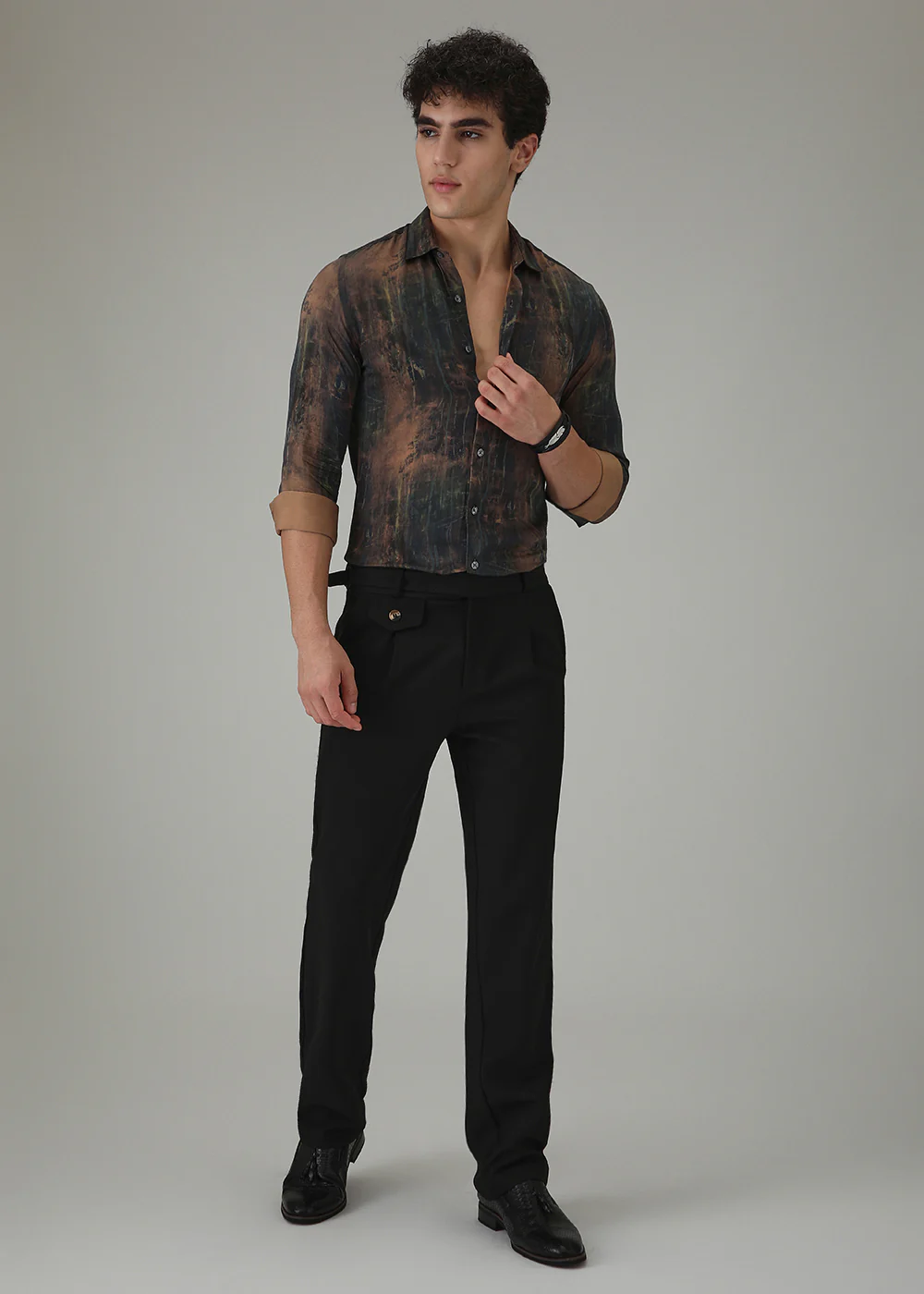 Black Ochre Abstract Printed Shirt - Image 6