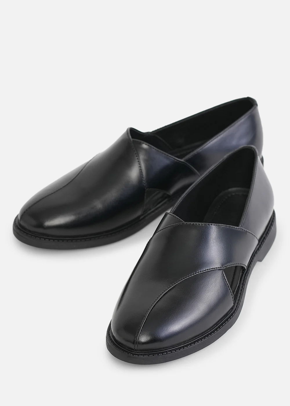 Black Panel Cut Slip-On Shoes - Image 2