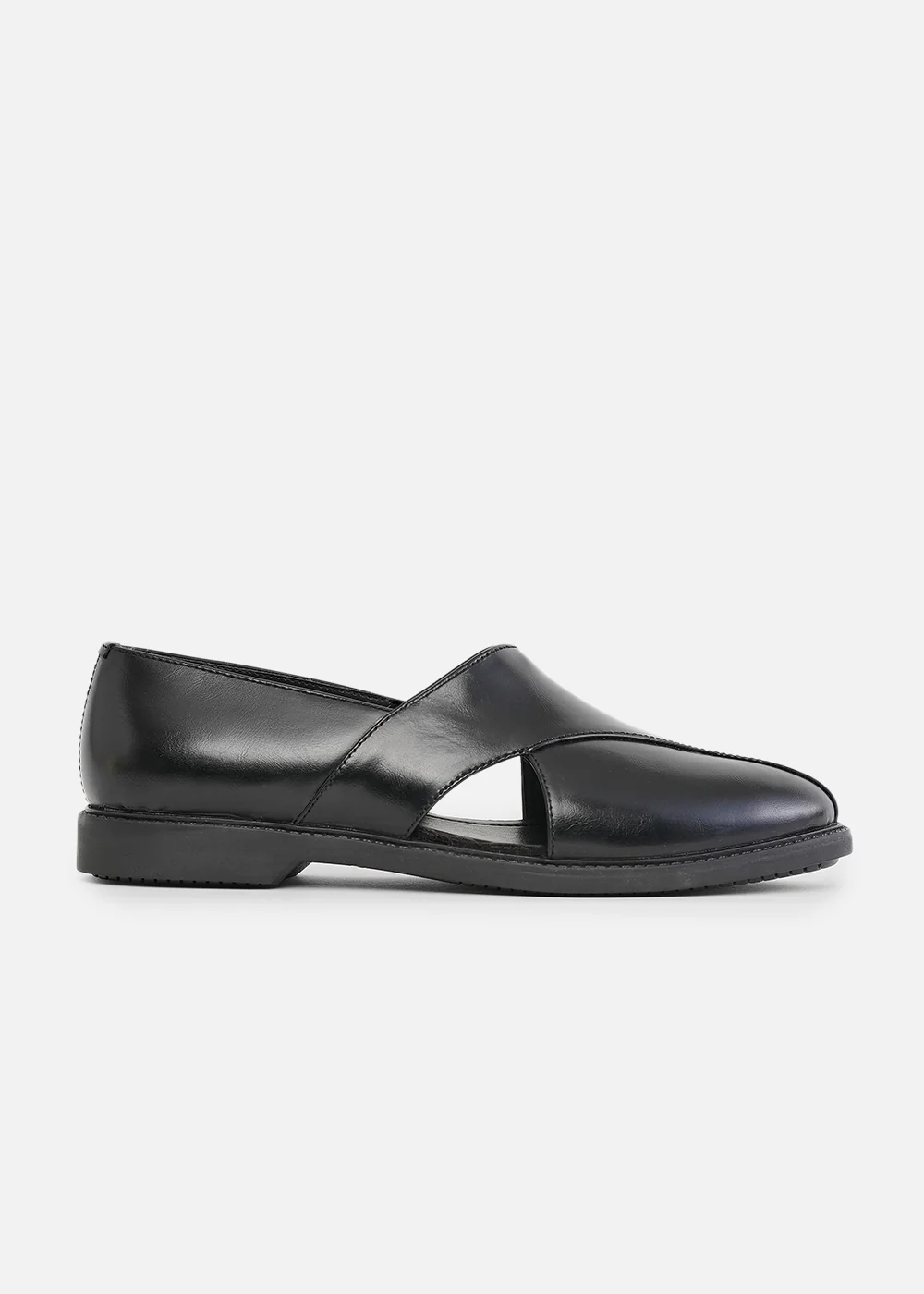 Black Panel Cut Slip-On Shoes - Image 3
