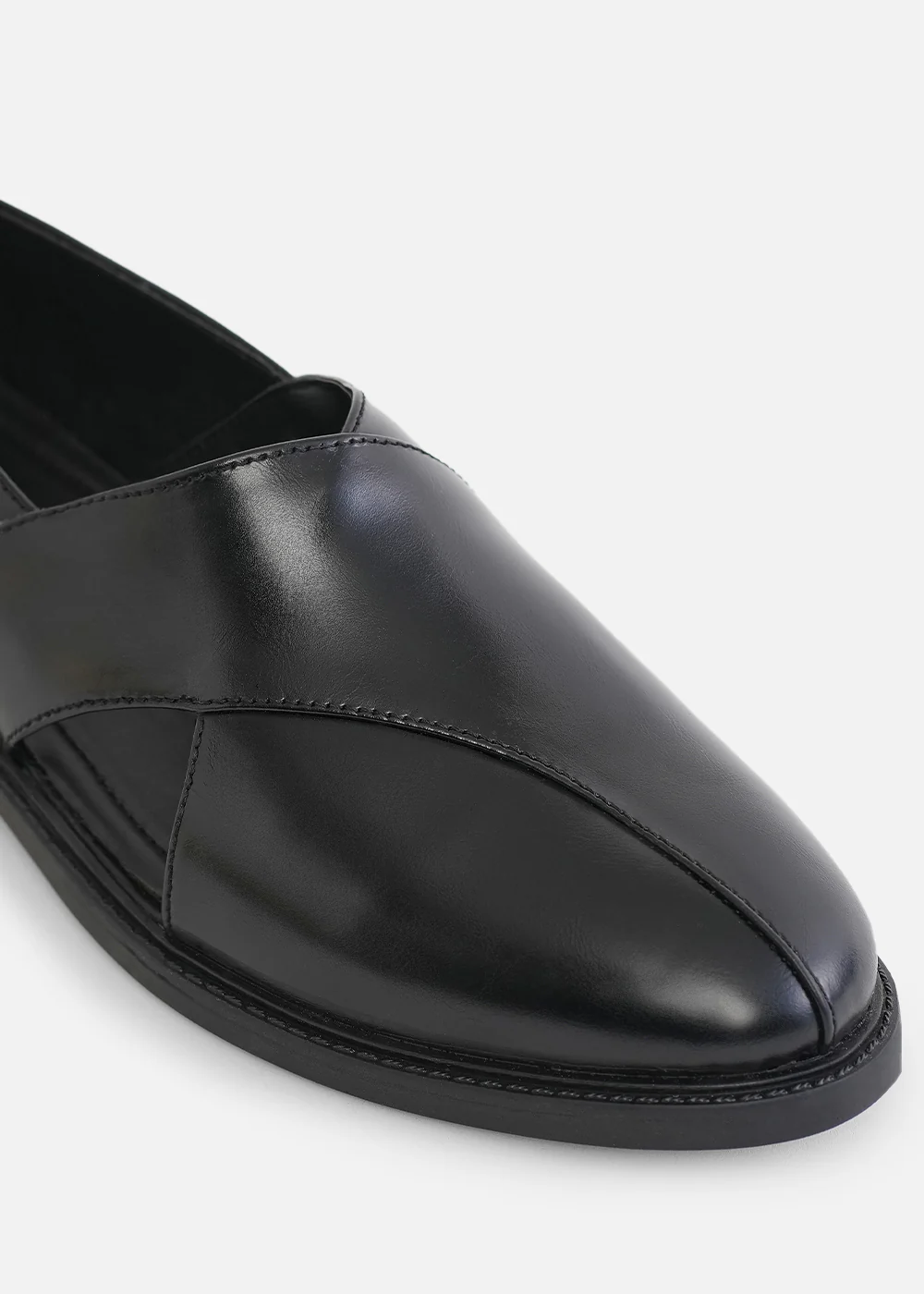 Black Panel Cut Slip-On Shoes - Image 4