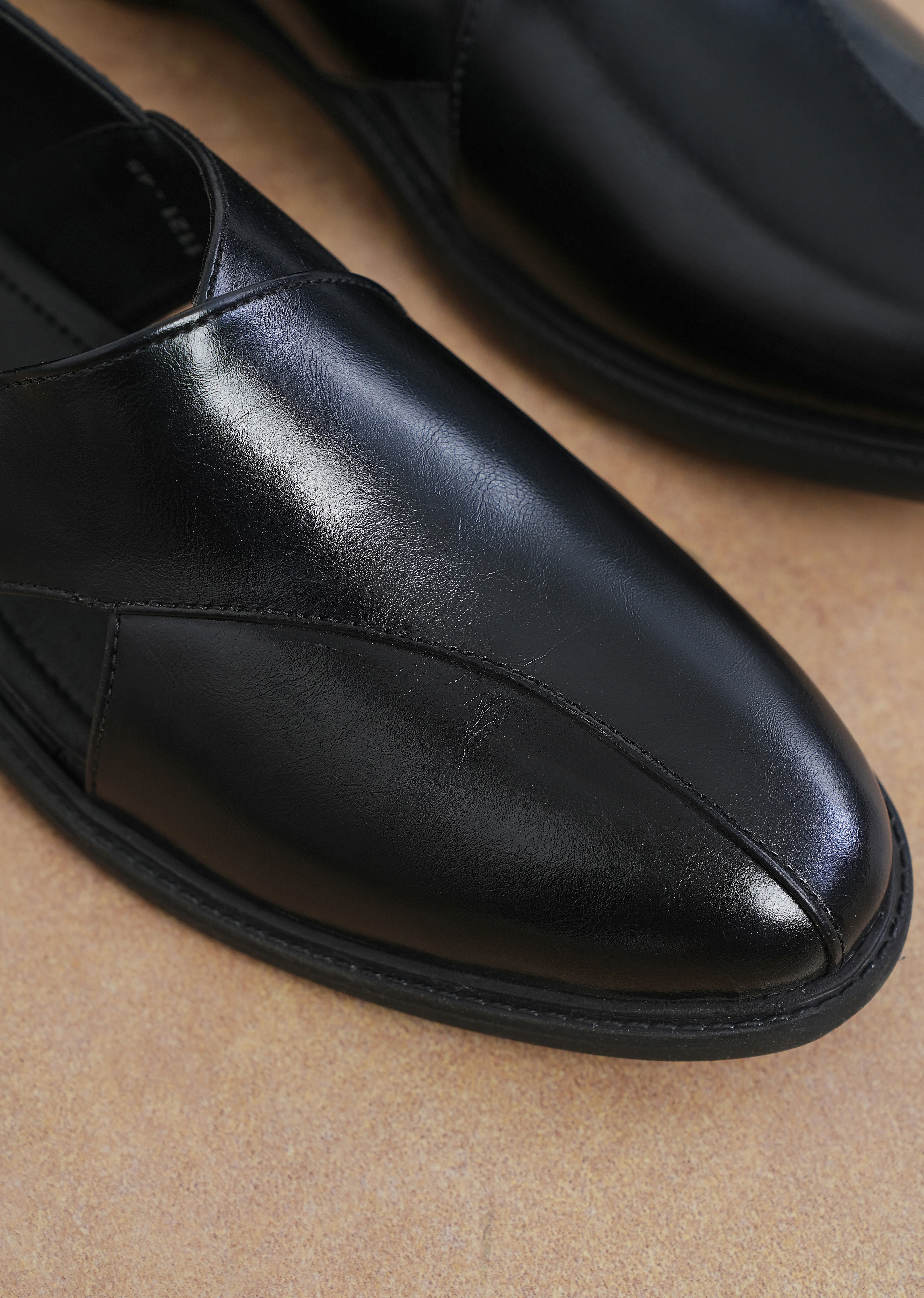 Black Panel Cut Slip-On Shoes - Image 6