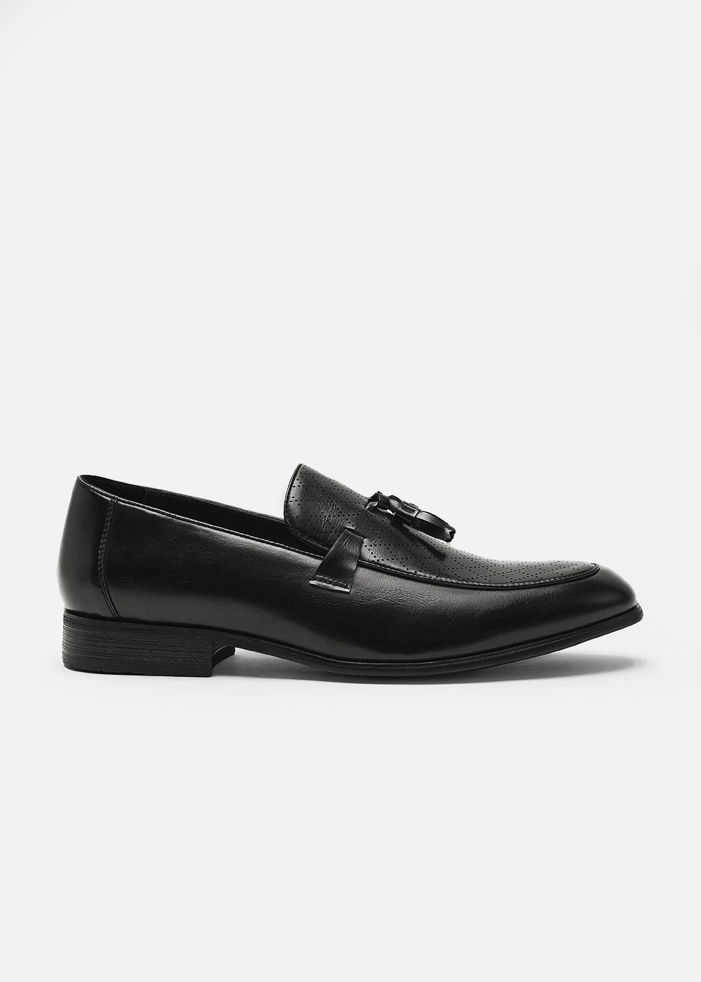 Black Perforated Tassel Loafers - Image 3