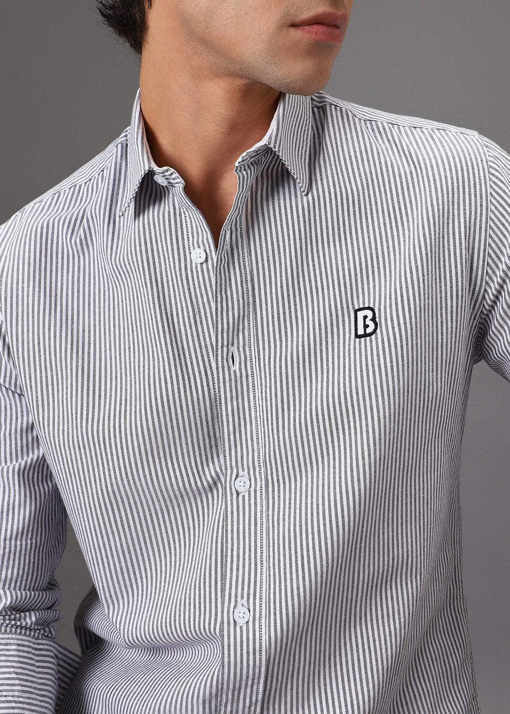 Black Pin Stripe Shirt - Image 2